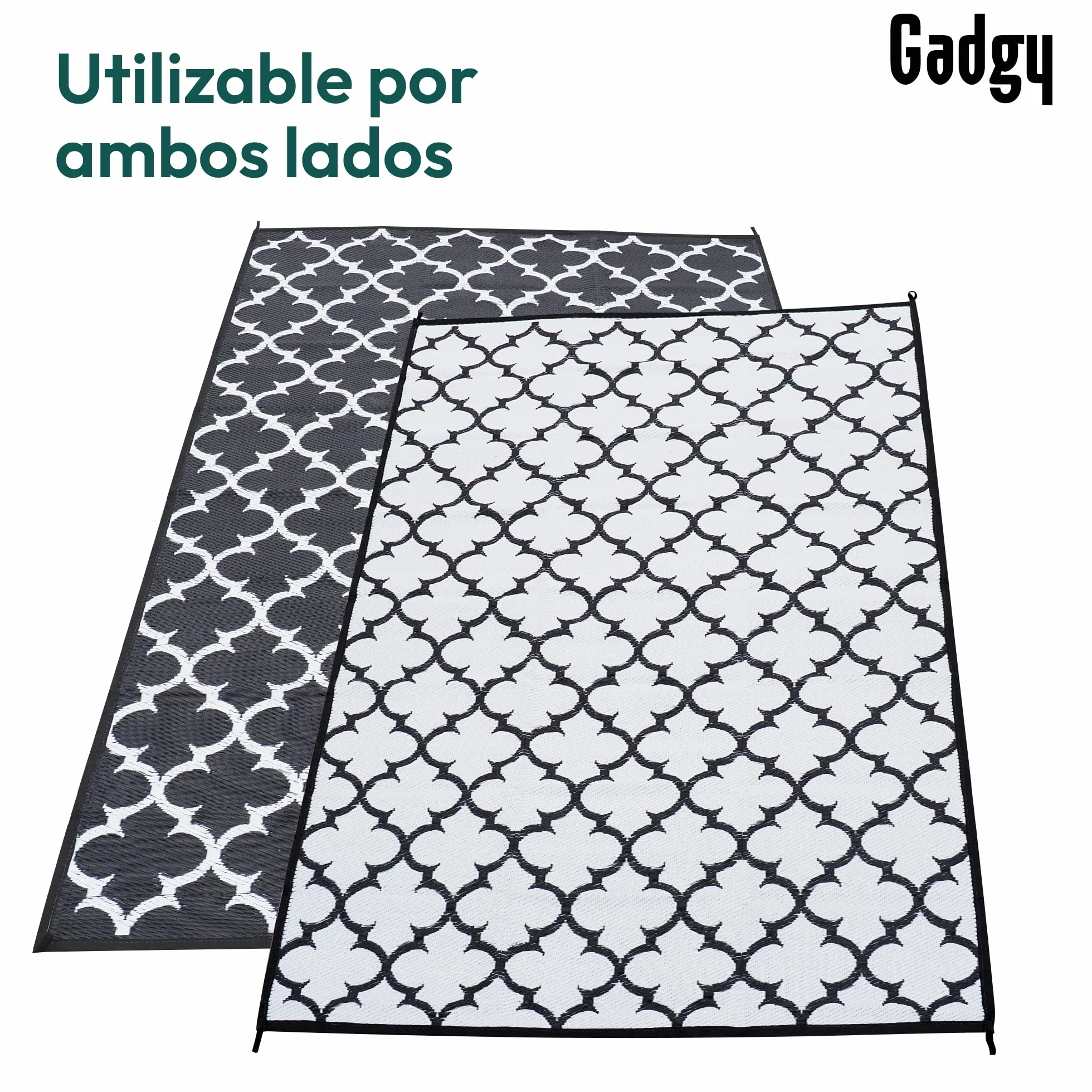 Gadgy Alfombra Exterior Resistente a la Intemperie Elegante Alfombra de Balcón Impermeable y Resistente a los Rayos UV - Reversible Incluye Bolsa de Transporte - 230x160cm