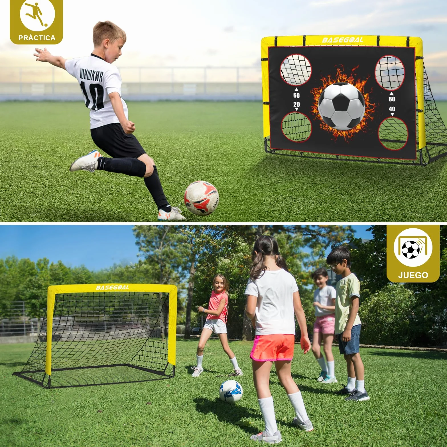 BaseGoal Red de Portería de Fútbol Plegable 150x120cm con Bolsa de Transporte