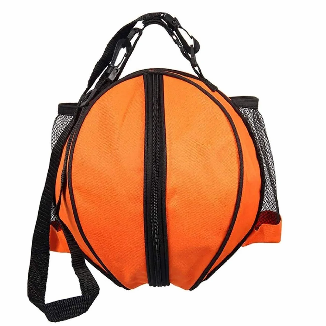 Bolsa Bandolera para Baloncesto Voleibol Fútbol con Bolsillos Laterales de Red Naranja