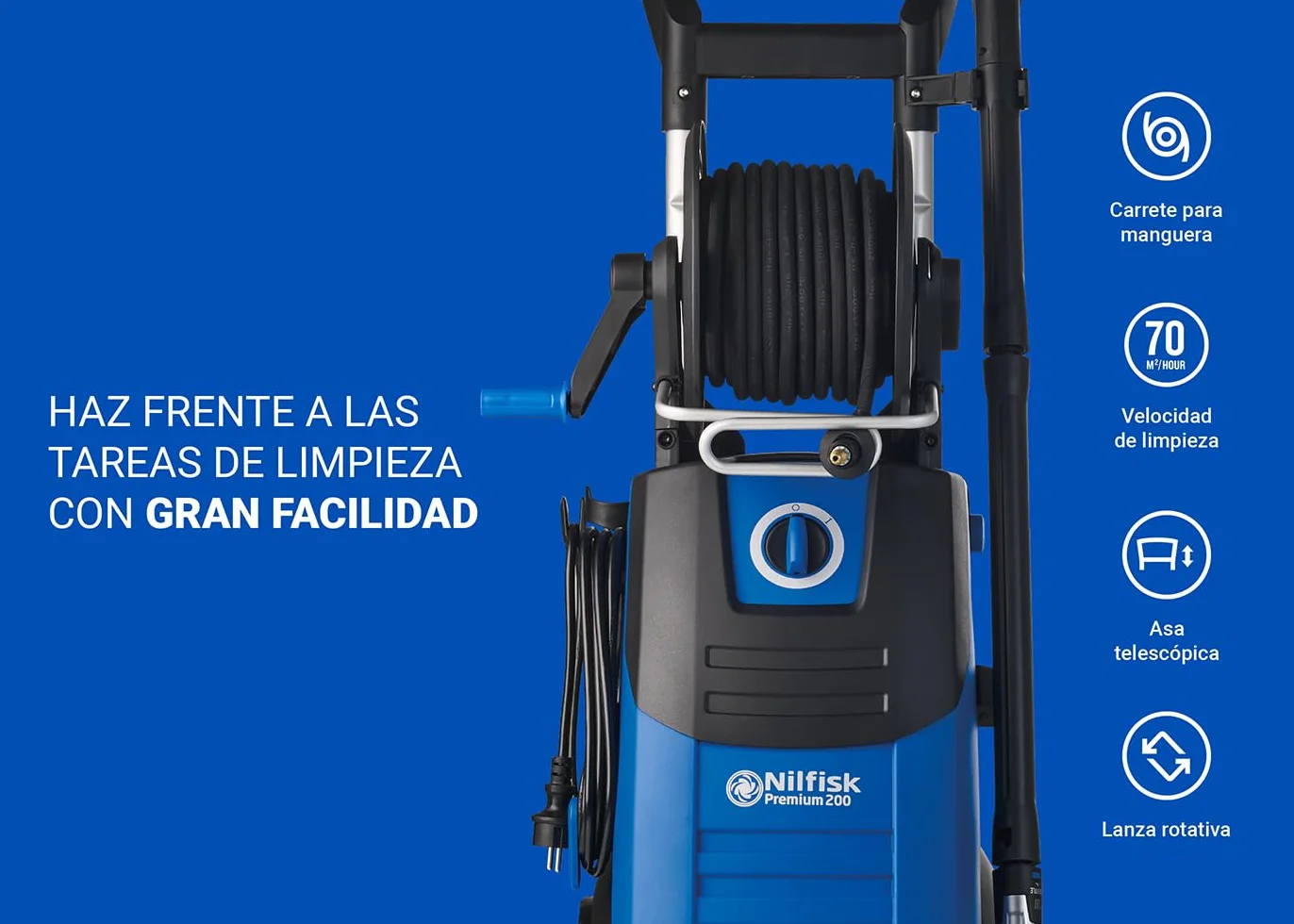Nilfisk Hidrolimpiadora de Alta Presión Premium 200 Bares - Limpiadora de Gran Rendimiento y Robusta para Jardín y Coches (3300 W)