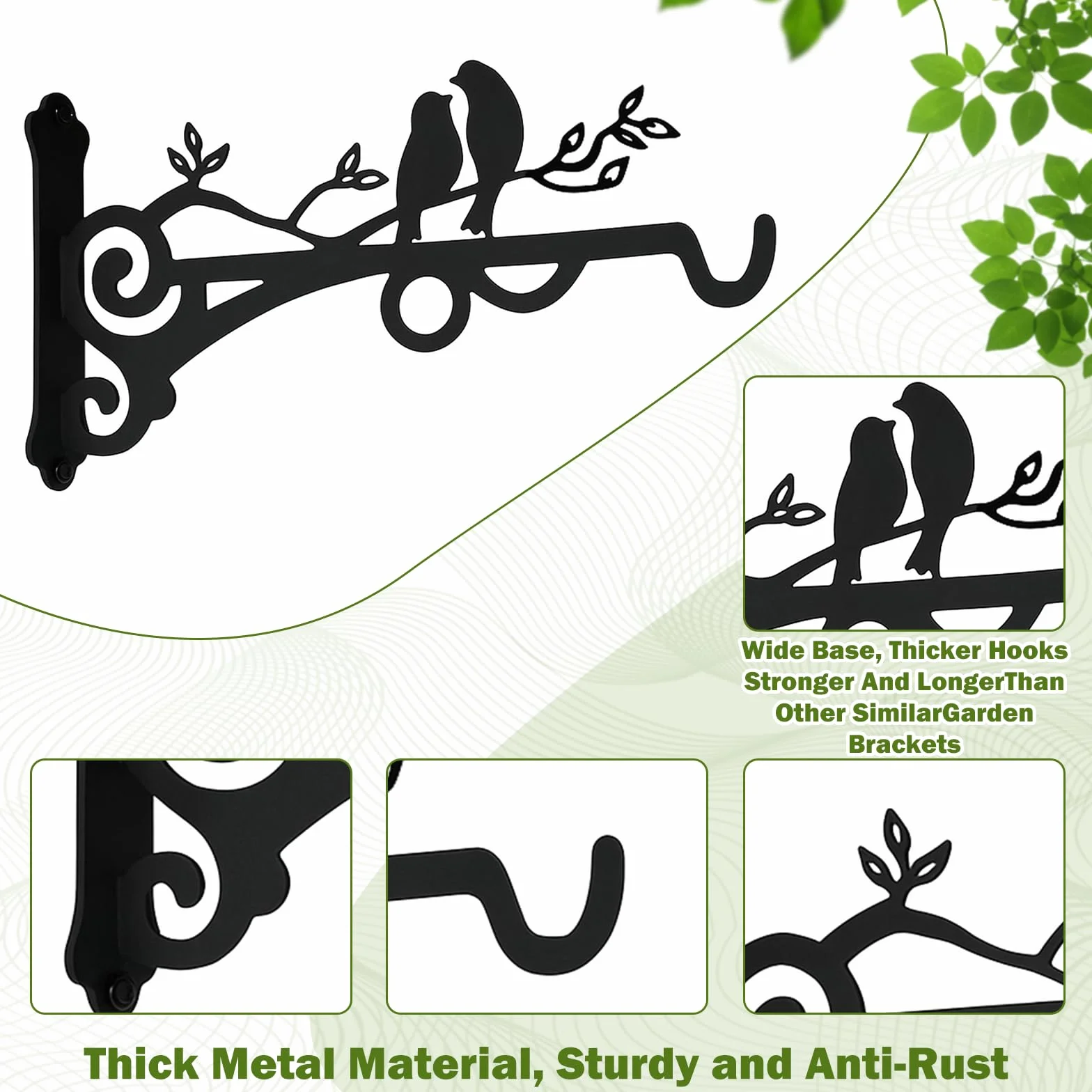 2 Piezas Soporte Plantas Colgantes Gancho Plantas Pared Colgador Plantas Pared Ldeal Para Colgar Cestas Para Pájaros Casitas Decoraciones de Jardín y Más Añadiendo un Toque Natural y Artístico