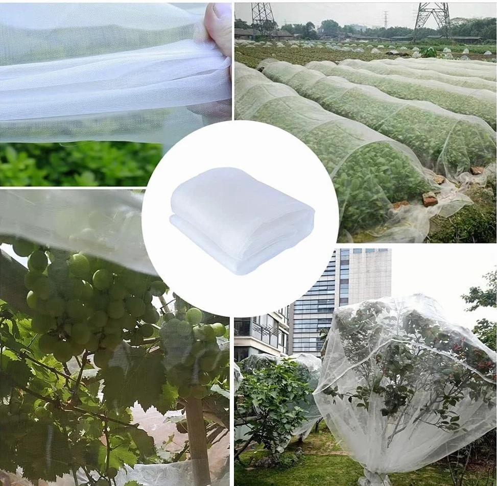 Red Anti-Insectos Protección de Verduras Túnel de Cultivo Jardín Malla Fina Red de protección de Plantas Frutas Flores Cultivos Anti-Mosquitos Red Anti-pájaros(0.6mm,2.4m x 30m)