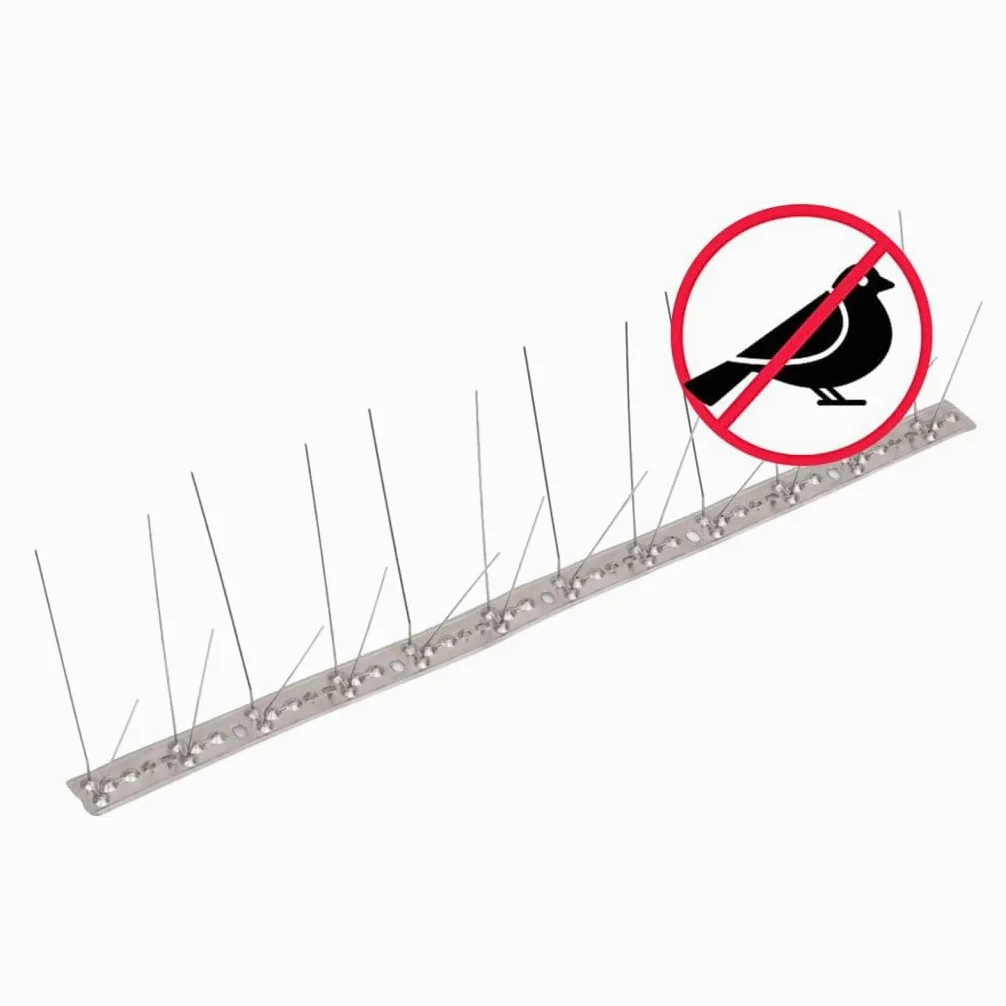 Juego de 20 púas antipalomas de acero inoxidable, 10 m, 4 filas, para jardín, terraza, balcón, desván, ahuyentador de animales, antipájaros, sin veneno, resistente a la intemperie, defensa