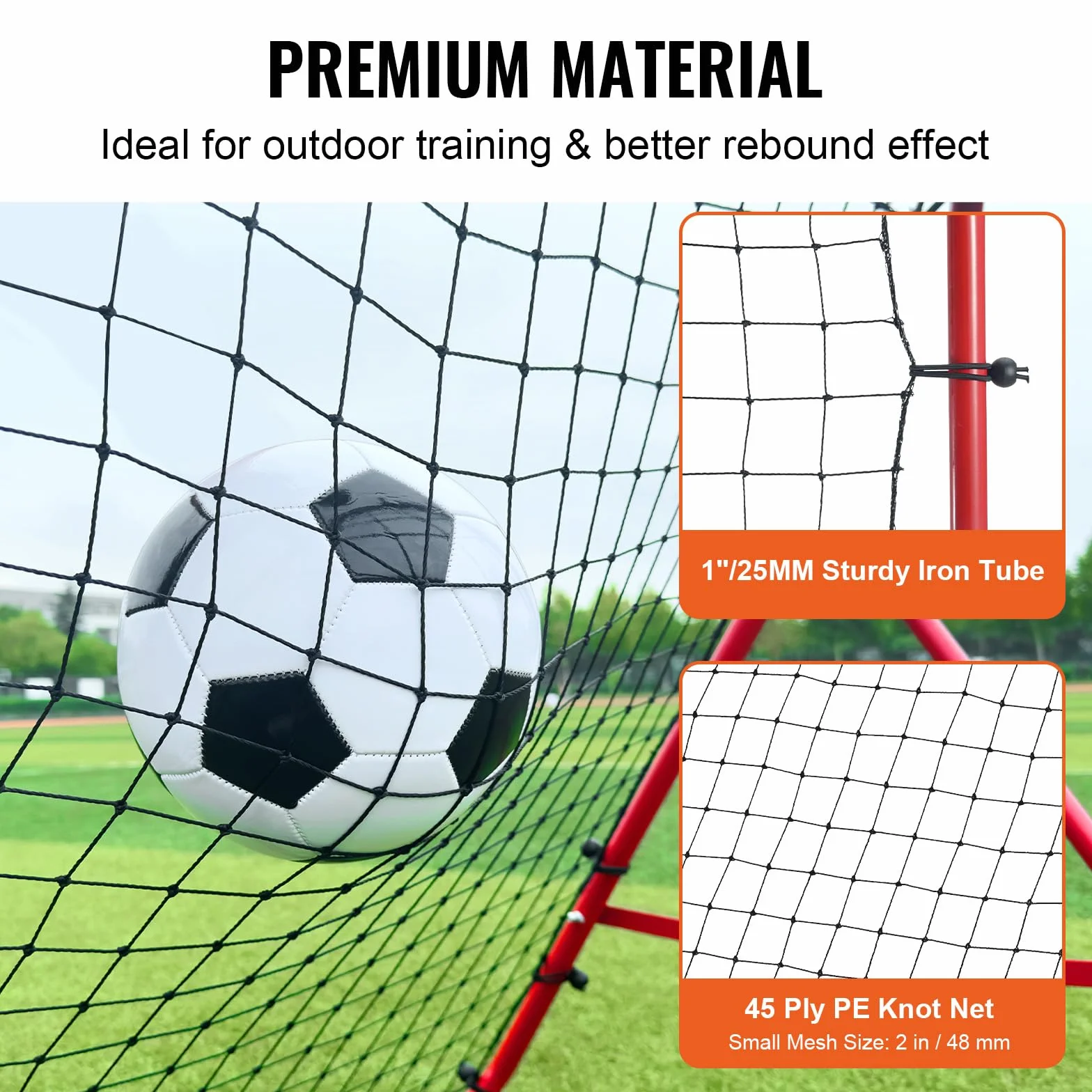 VEVOR Portería de Fútbol 1x1 m Red Reboteadora Portátil Ángulo Ajustable Tubo de Hierro Red de PE