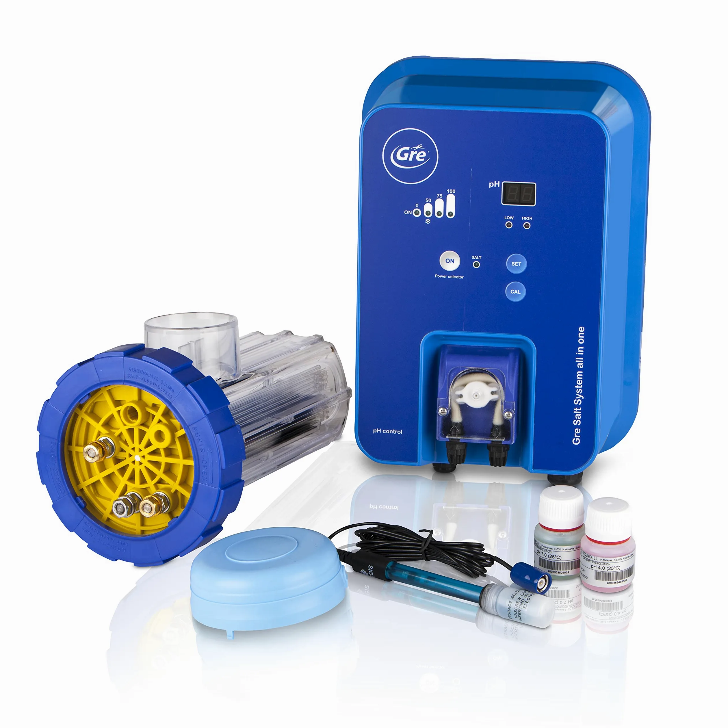 Gre SCGPHP100 Clorador Salino y Controlador de pH y bomba dosificadora, para piscinas hasta 100 m3