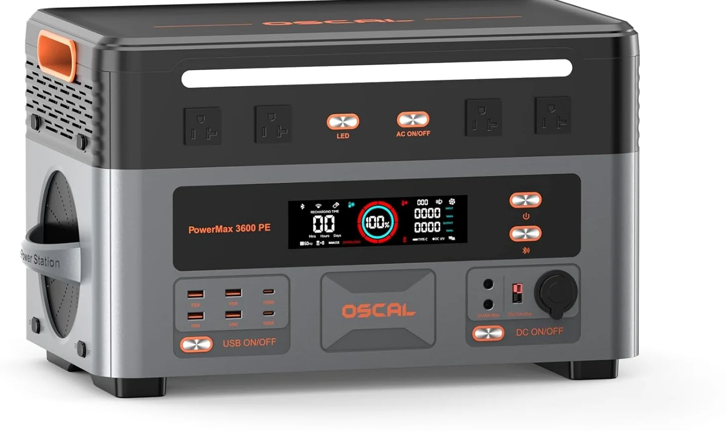3600W Estacion de Energia Portatil PowerMax 3600 PE | 2016Wh LiFePO4 Mejorado, Batería de Gran Potencia, Generador Solar, Carga Rápida de 0-80% en 50 min para Camping, RV, Apagón