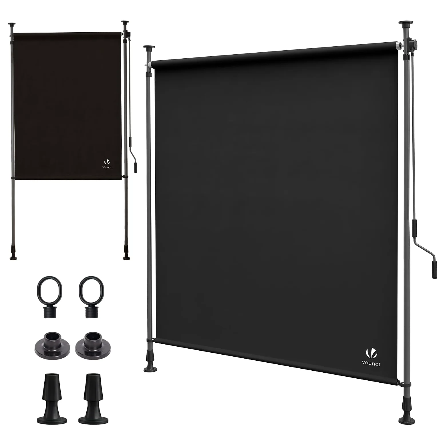 VOUNOT® Toldo Vertical Exterior 200x310cm Toldo Vertical con Manivela sin Agujeros Estores de Protección Visual y Solar Ajustable Pantalla de Privacidad Enrollable para Balcón Terraza Jardín Antracita