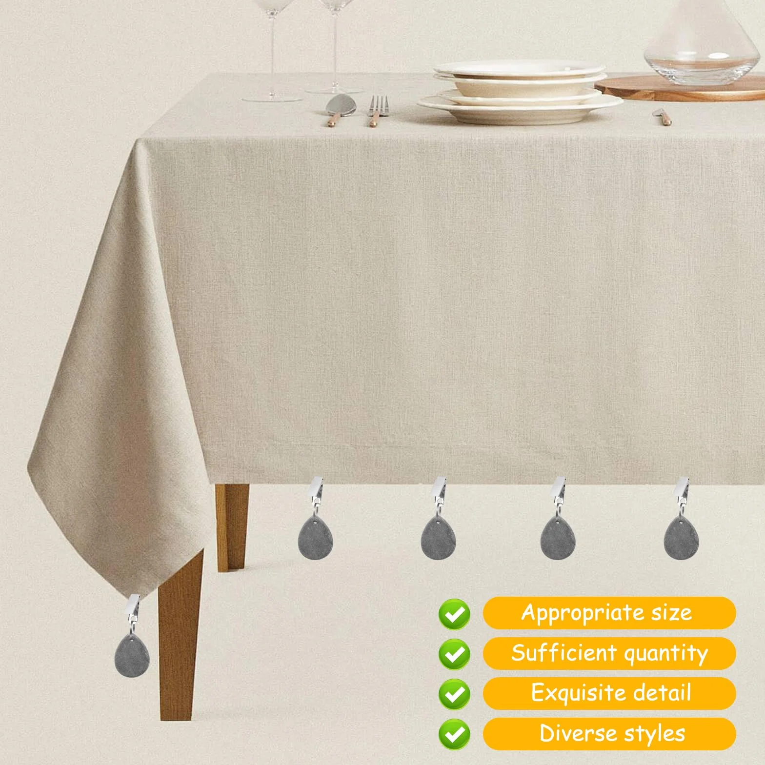 10 Pcs Pesos para Manteles, Pesas para Manteles de Exterior, Contrapeso Pesas de Mármol para Mantel con Pinzas para Decoración de Bodas y Picnics al Aire Libre