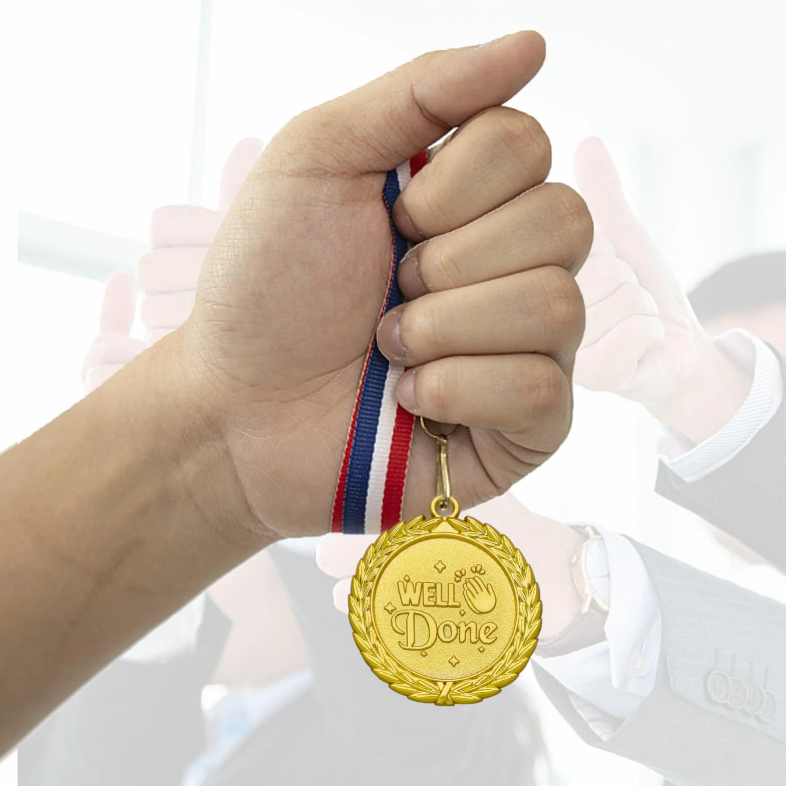 Medallas de metal dorado con collar de cinta para premios deportivos