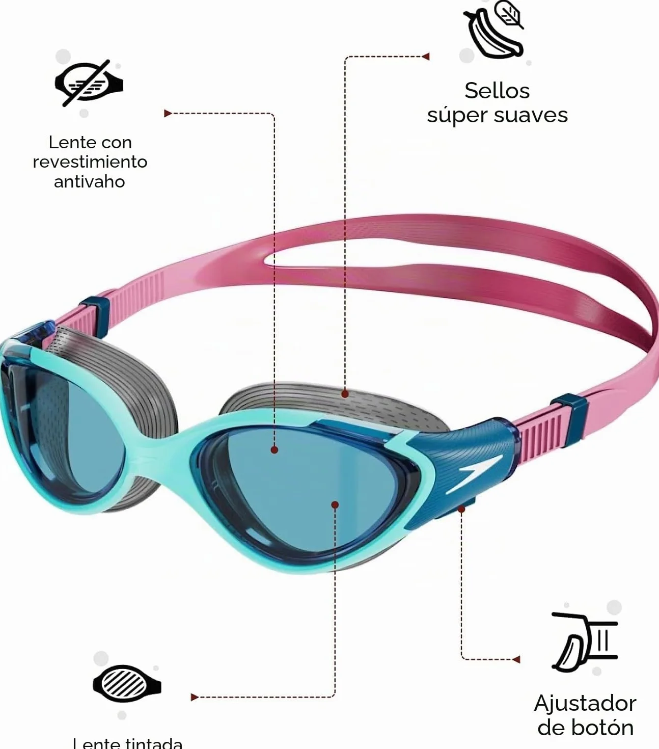 Speedo Gafas de Natación Biofuse 2.0 Mujer Antivaho Ajuste Cómodo