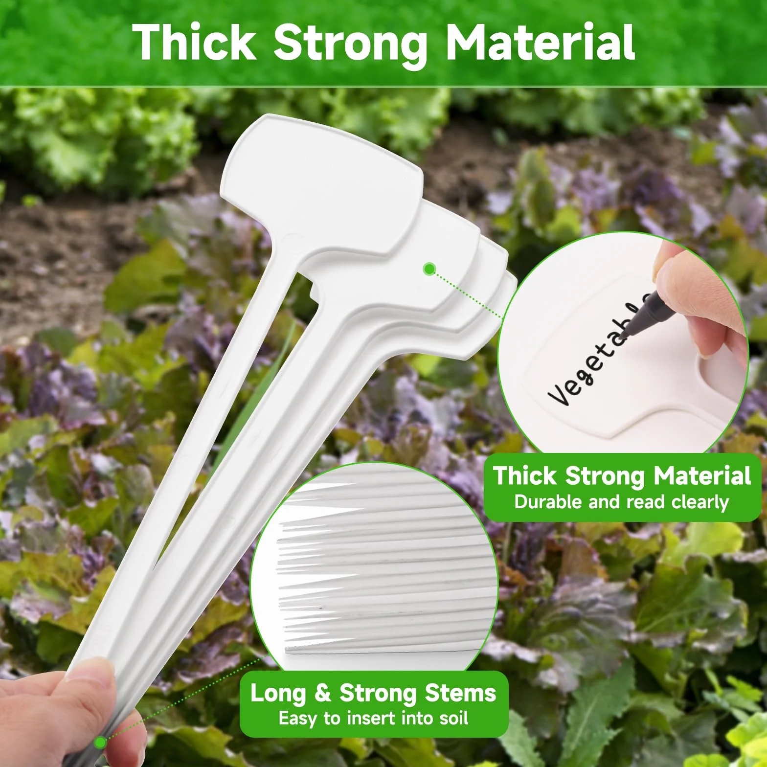 KINGLAKE 50 piezas 28.5cm etiquetas de plástico para plantas de exterior de altura etiquetas para huertos, blanco