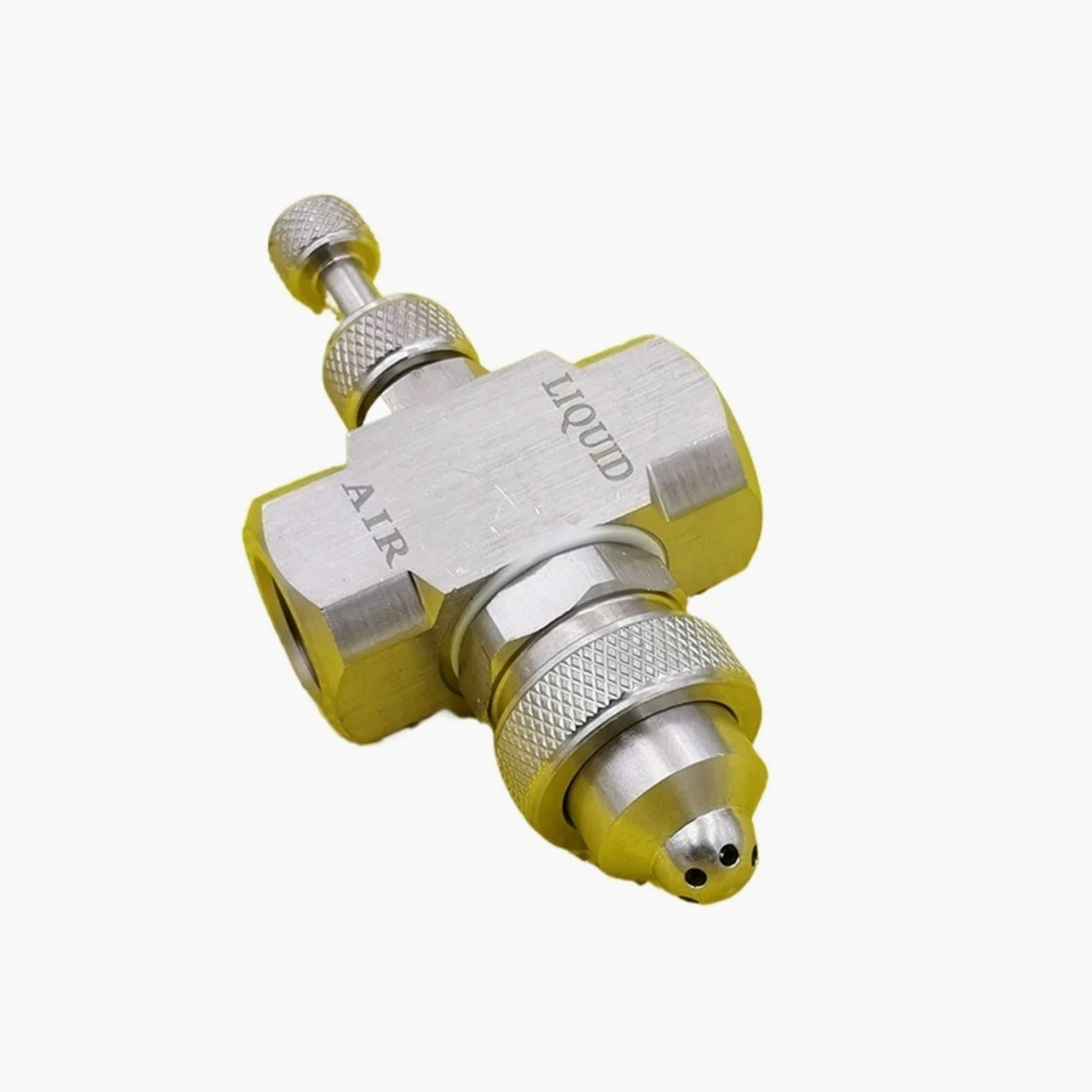 Boquilla atomizadora de aire Boquilla de nebulización de pulverización ajustable Sifón Pulverizador de cono/abanico plano Humidificador de enfriamiento Chorro de pulverización de niebla de agua y gas(