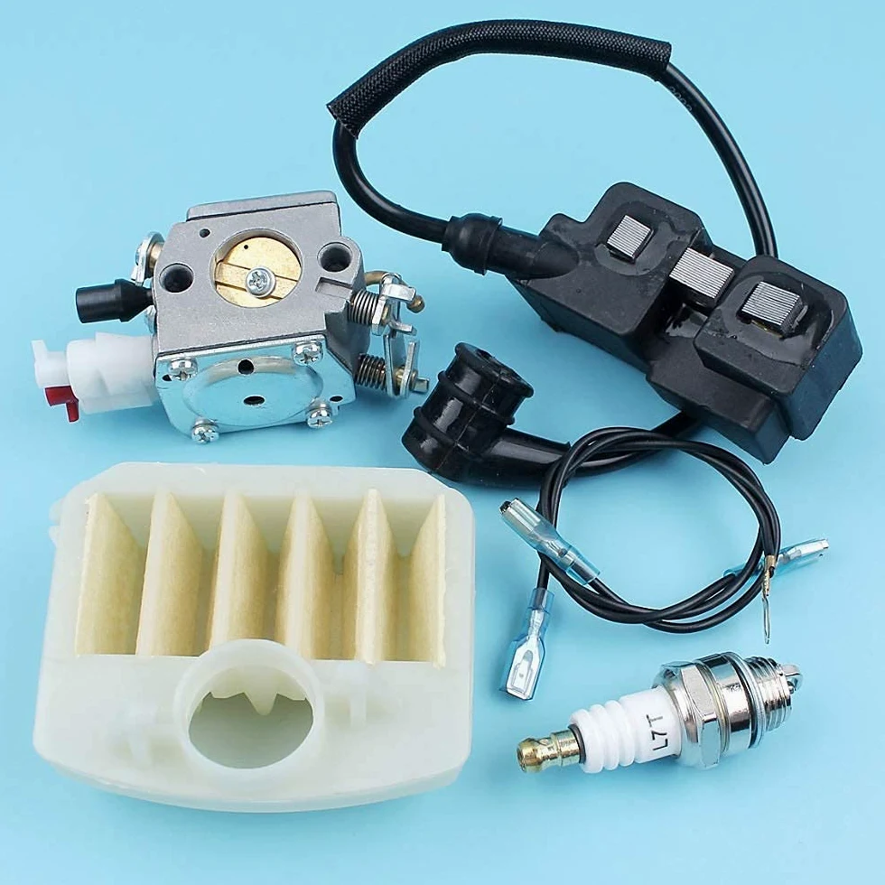 Kit de módulo de Bobina de Encendido del Filtro de Aire del carburador Compatible con Husqvarna 340345346350353 Bujía de Motosierra [# 503283208] Zama Carb