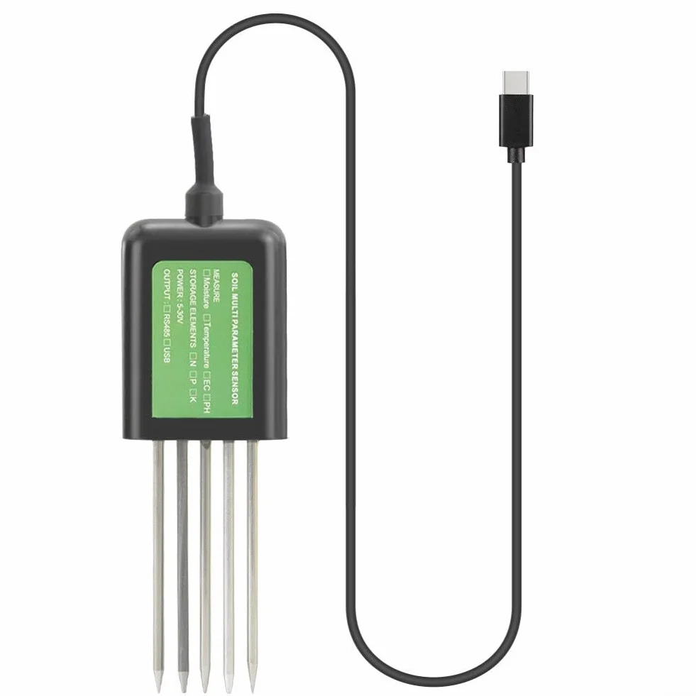 Probador de suelo 7 en 1, medidor de análisis de suelo digital USB para prueba de humedad de pH NPK para Android App compatible con cable de 1,5 m