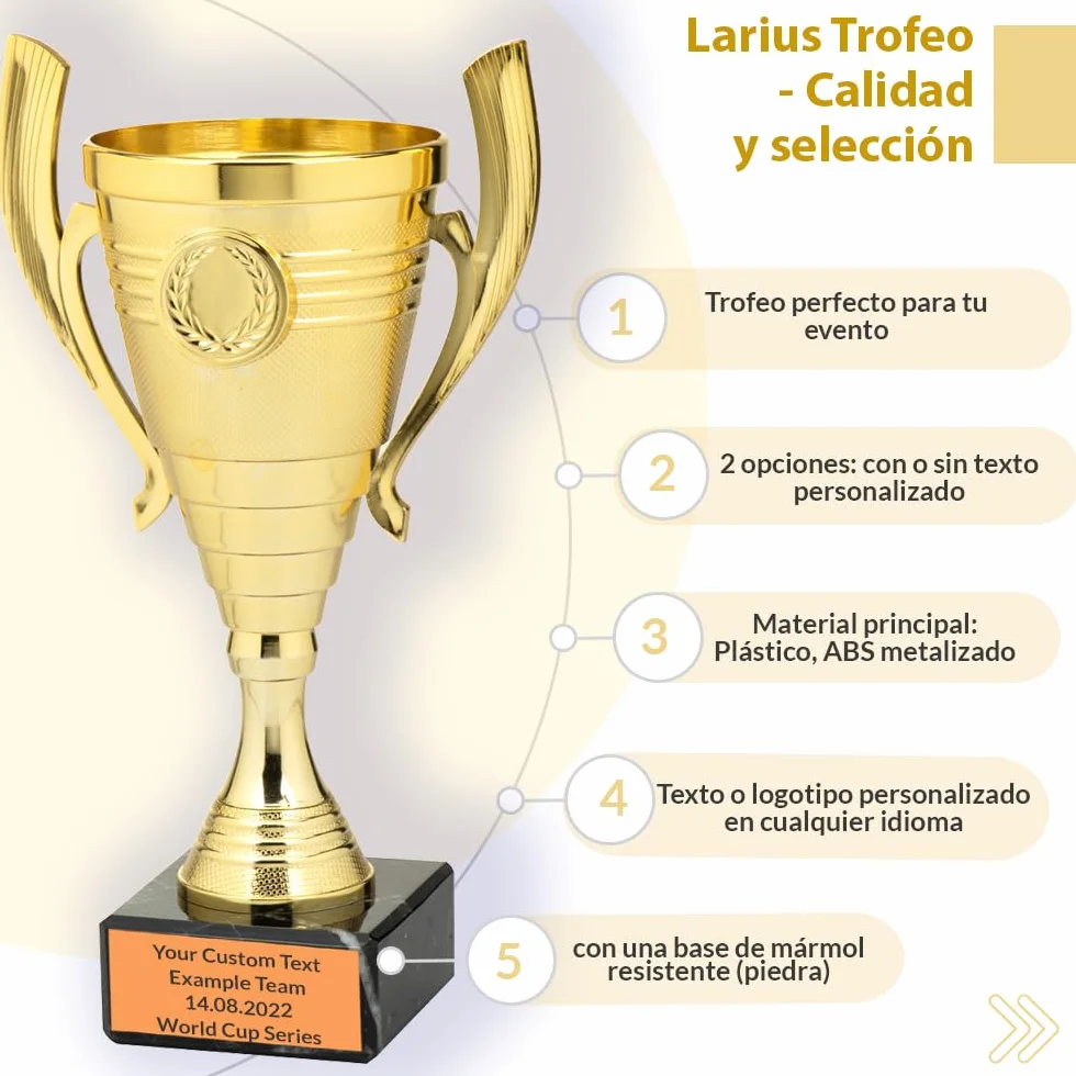 Trofeo Universal Larius de 22 cm con Base de Mármol Personalizable para Deportes y Premios