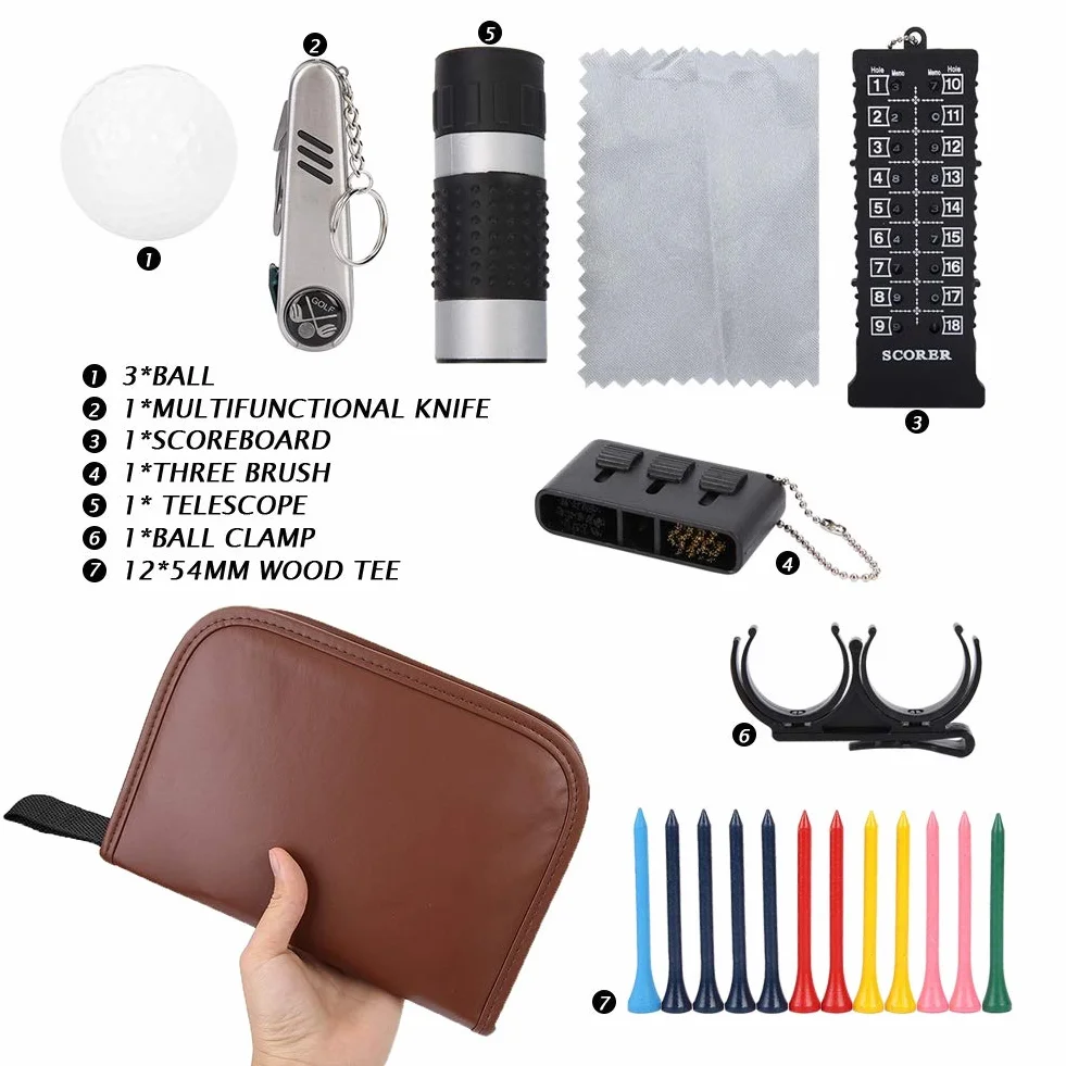 Bolsa de Accesorios de Golf 23x16x5 cm PU 3 Pelotas 12 Tees 54 mm