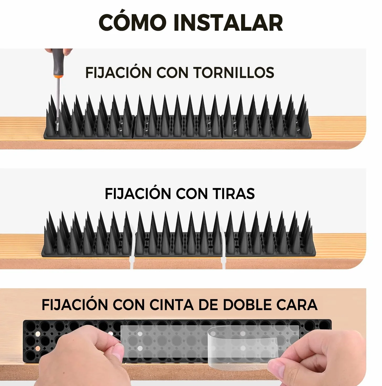 Pinchos Antipalomas 5.7 Metros, Pinchos Anti Gatos, Auyentador de Gatos Plástico, Ahuyentador Palomas, Ahuyentador Gatos para Balcon Terraza Ventana Cercas - 20 Pcs Negro
