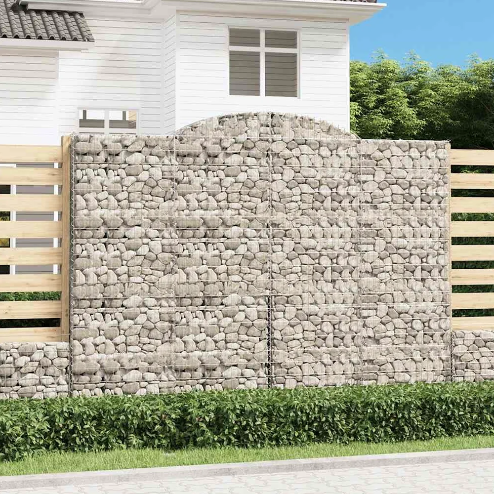 Pared de gavión estable con arco alto de hierro galvanizado como protección visual y barrera de jardín insonorizante para aplicaciones decorativas en exteriores 4 unidades