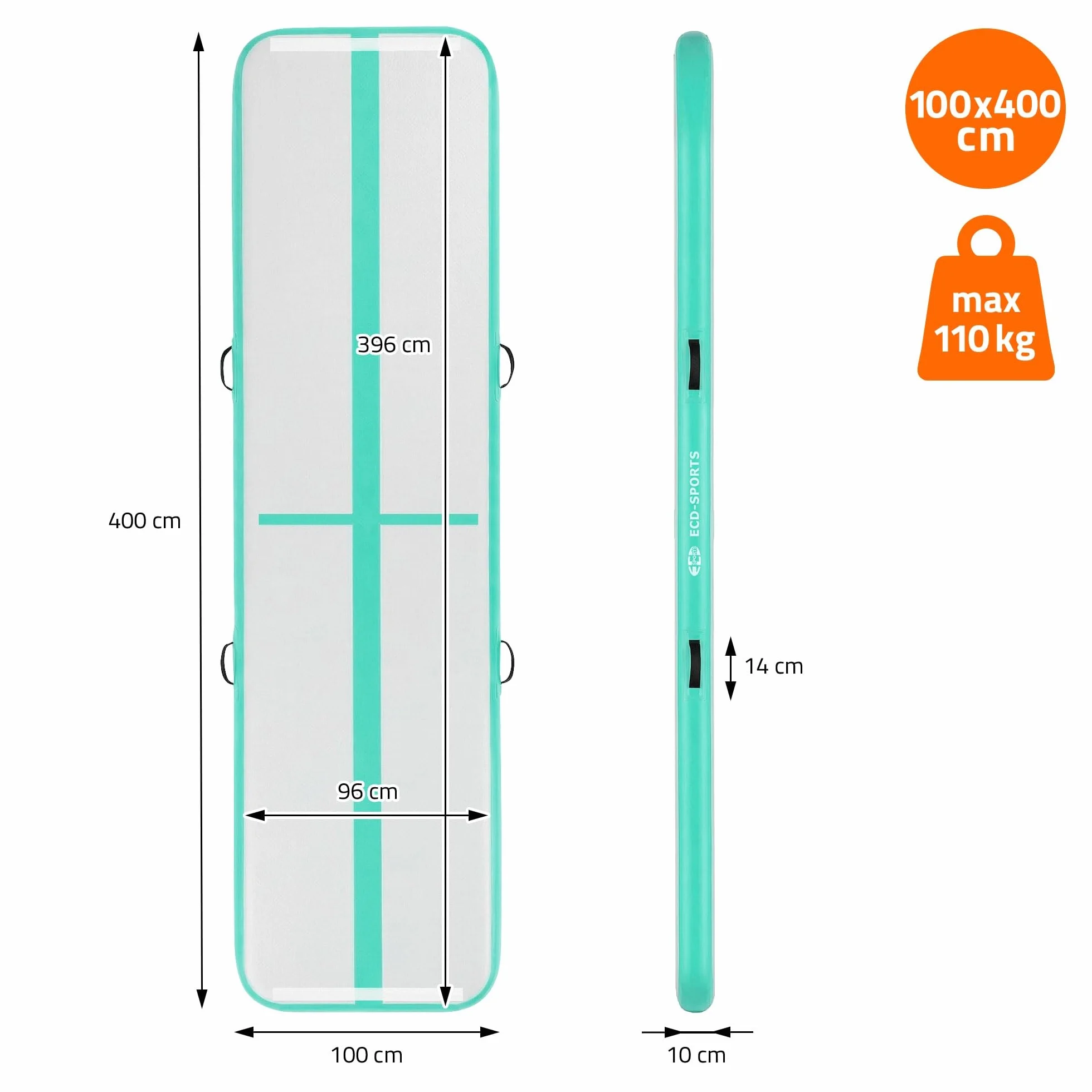 ECD Germany Colchoneta de Gimnasia Artística Airtrack 3m 4m 5m Esterilla Hinchable Tumbling 10cm Grosor con Bomba Eléctrica