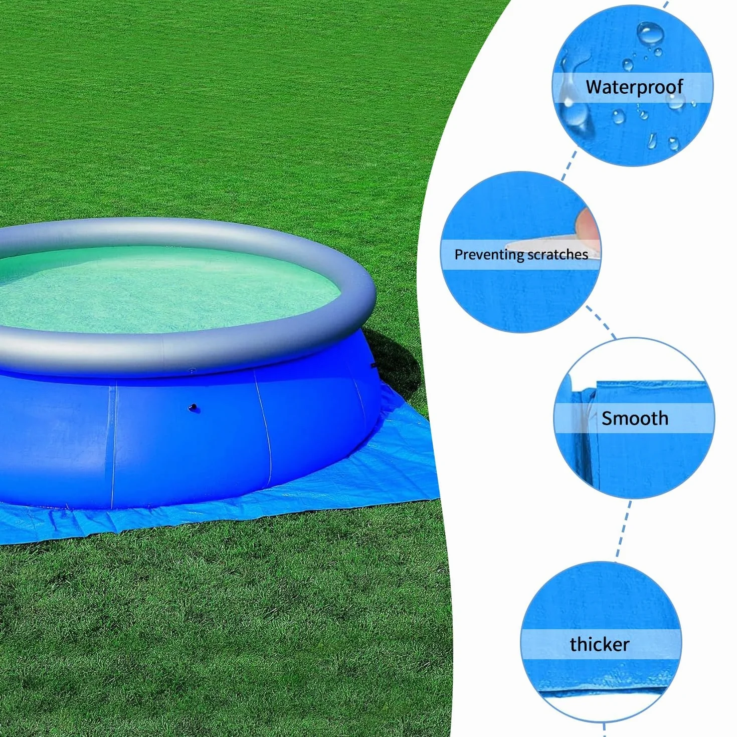 Base para piscina redonda ø366cm impermeable antideslizante protección suelo exterior
