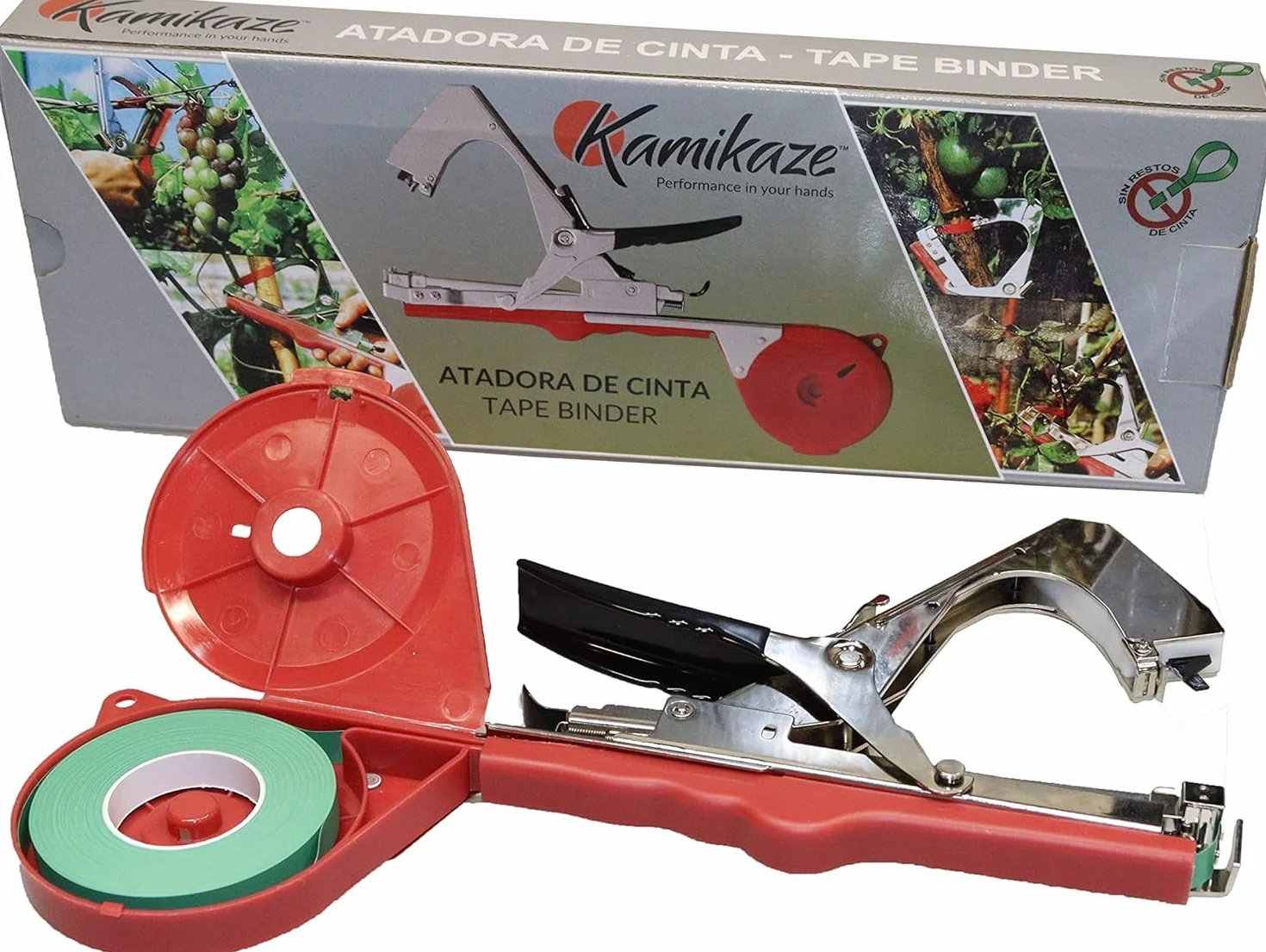 KAMIKAZE PERFORMANCE IN YOUR HANDS atadora de Viña Atadora de Tomates Maquina de Atar Plantas Maquina para Atar Tomates + Grapas para Tomate Uvas Hortalizas Judías Flores Pimientos (Atadora)