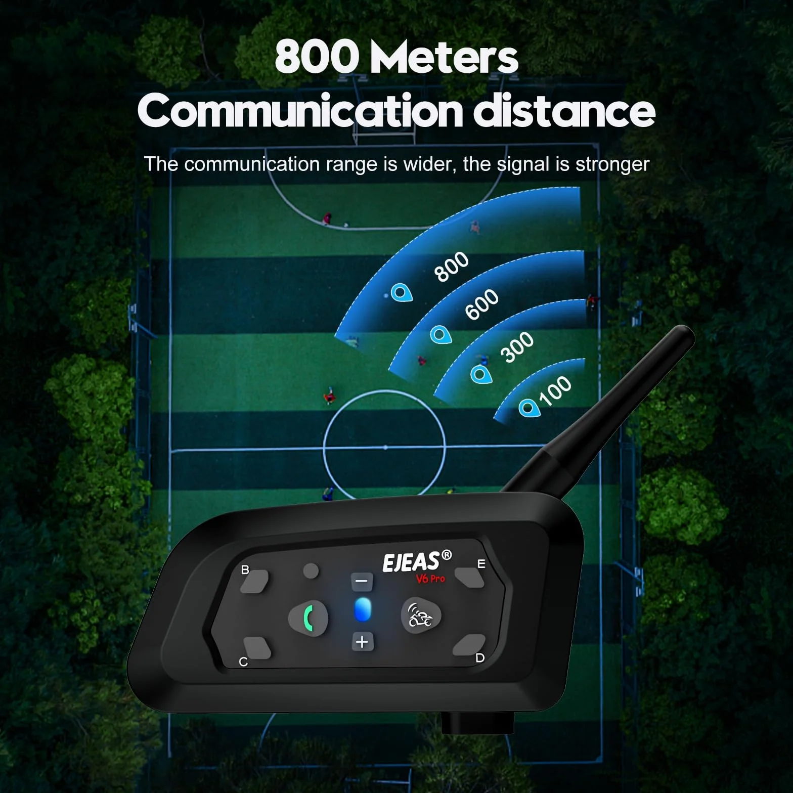 EJEAS V6C Intercomunicador Bluetooth para Árbitro de Fútbol, 800m, 2 Personas, Dúplex Completo