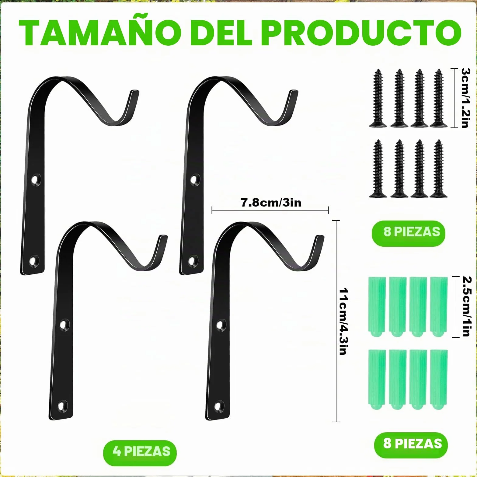 4 Piezas Gancho de Planta para Colgar en la Pared, Maceta Gancho Linterna, Ganchos Colgantes de Metal para Jardín, para Colgar plantas, Linternas, Comederos de Pájaros