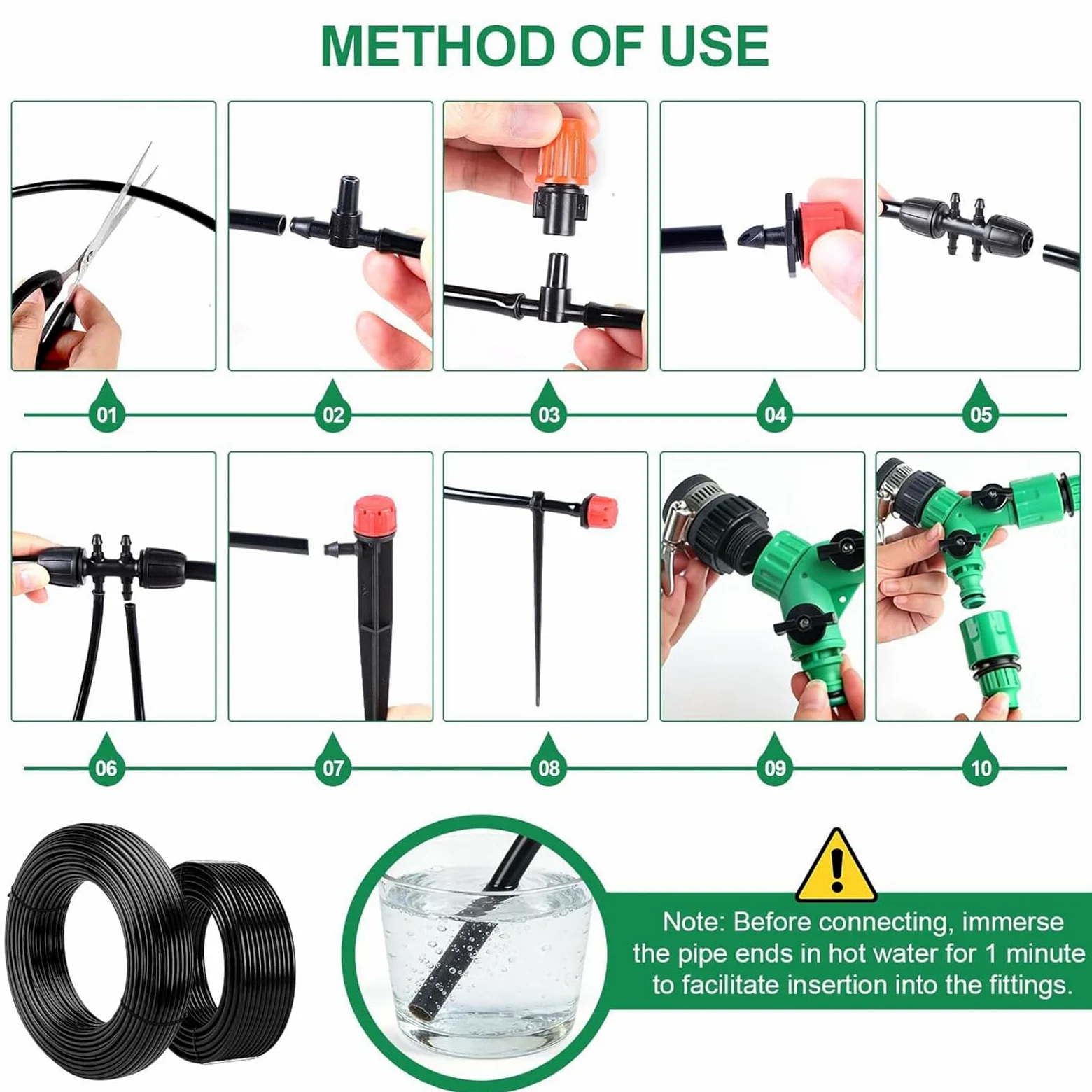 Sistema de Riego Jardín 315 PCS Sistema de Riego Por Goteo con 60 m + 15 m Tubos, Kit Riego Automatico Macetas para Jardín, Plantas, Invernadero, Macetas de Balcón