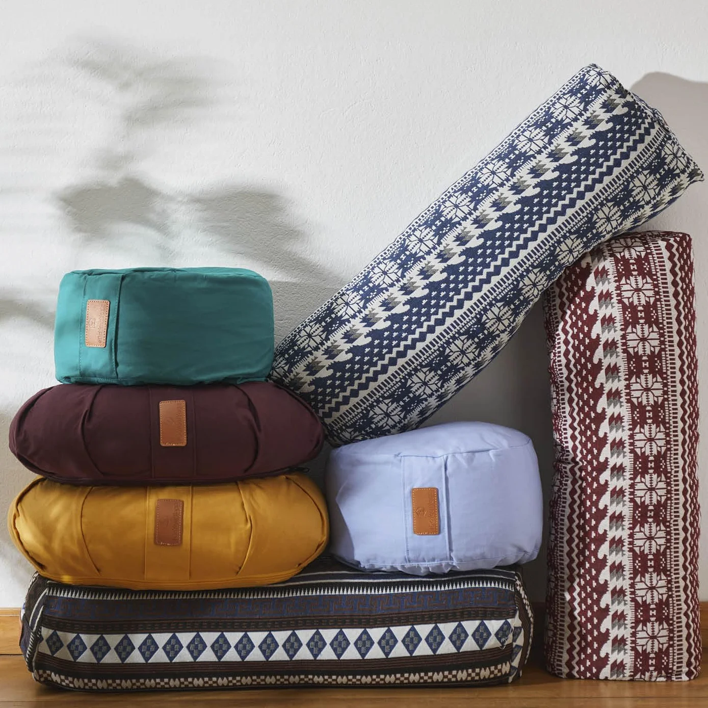 Bolster Yoga Rodillo Krishna Yin Yoga 68 x 22 cm Relleno Espelta Orgánica Cubierta Algodón Lavable Cojín Zafu Yoga Rodilla Rulo Pilates