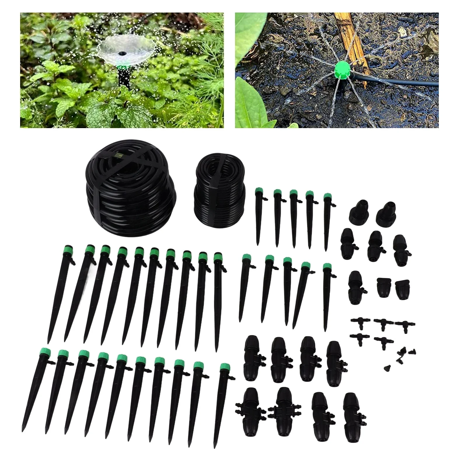 Haofy Sistema de Riego de Jardín Sistema de Riego de Jardín Kits Automáticos de Riego por Goteo para Camas de Jardín Elevadas Sistema de Riego por Goteo de Césped
