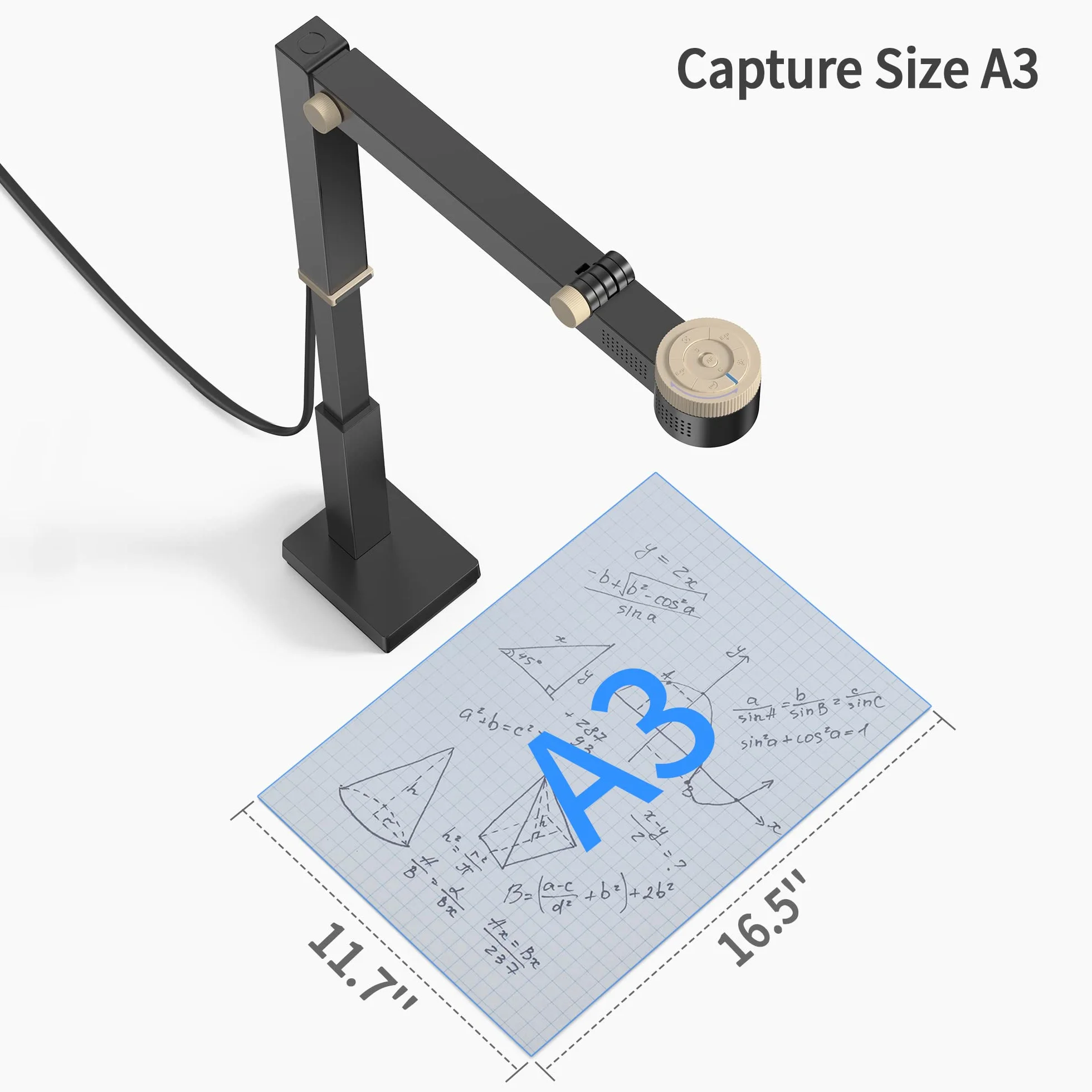 CZUR Fancy S Pro 12MP Documento Visualizador Cámara HD 330PPP/60FPS Captura Tamaño A3 4K Cámara Web con Micrófono y Luces LED