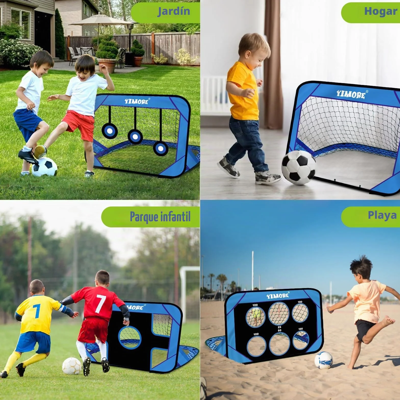 YIMORE Portería Fútbol Niños 120x80x80cm Plegable 4 Modos