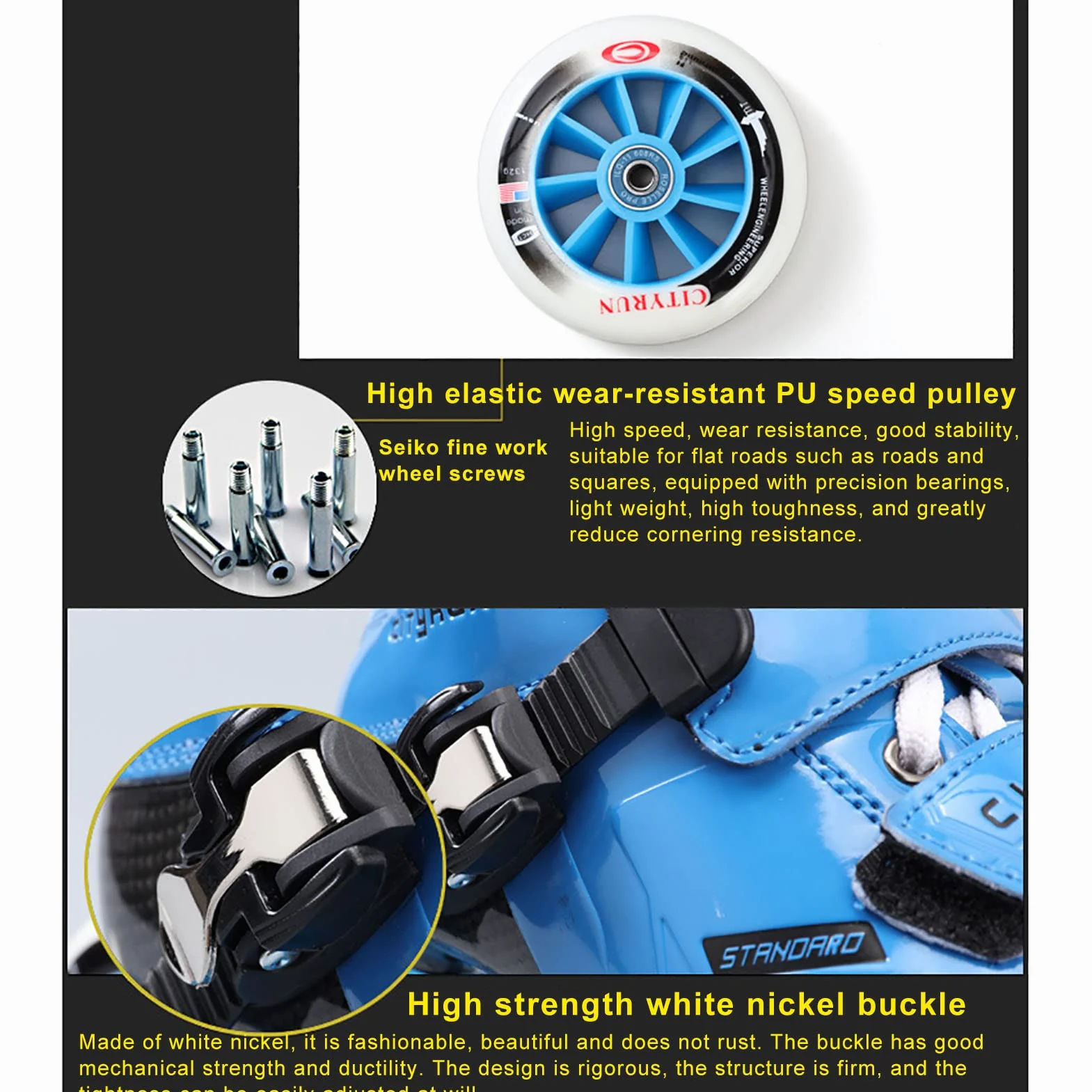 Patines de Fibra de Carbono de 4 Ruedas Profesionales, Patillas de Velocidad en Línea para Exteriores