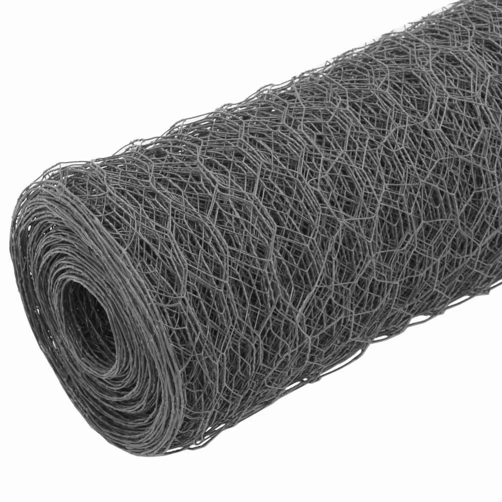 Alambrada de gallinero acero revestimiento PVC gris 25x1 m, Malla metálica para gallinero, Red de gallinero de acero, Alambrada de gallinero de acero resistente para proteger a tus aves de corral
