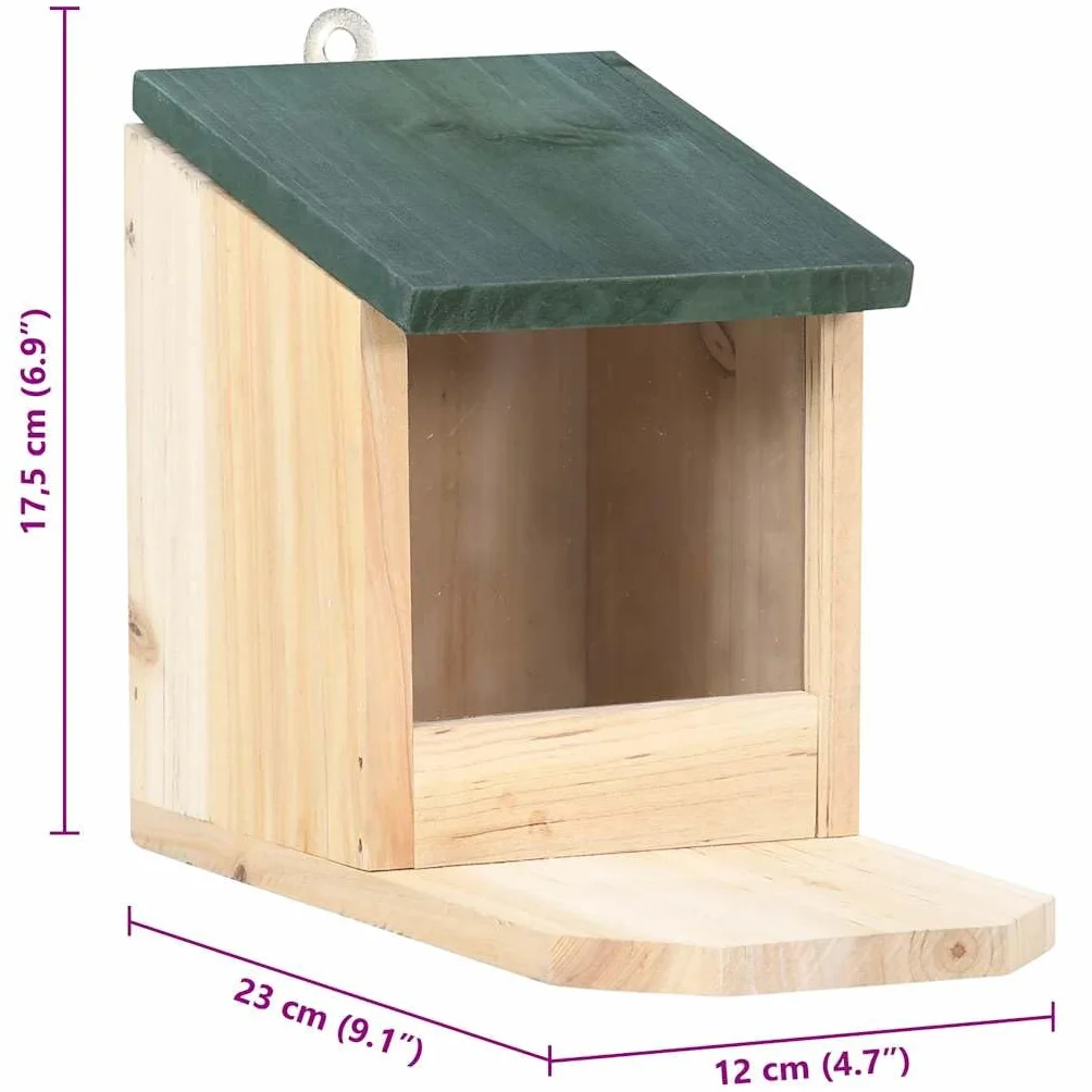 vidaXL 4X Madera de Abeto Casas de Ardilla Animales Pequeños Estación Comida Alimentación Comedero Balcón Jardín Patio Terraza Decoración