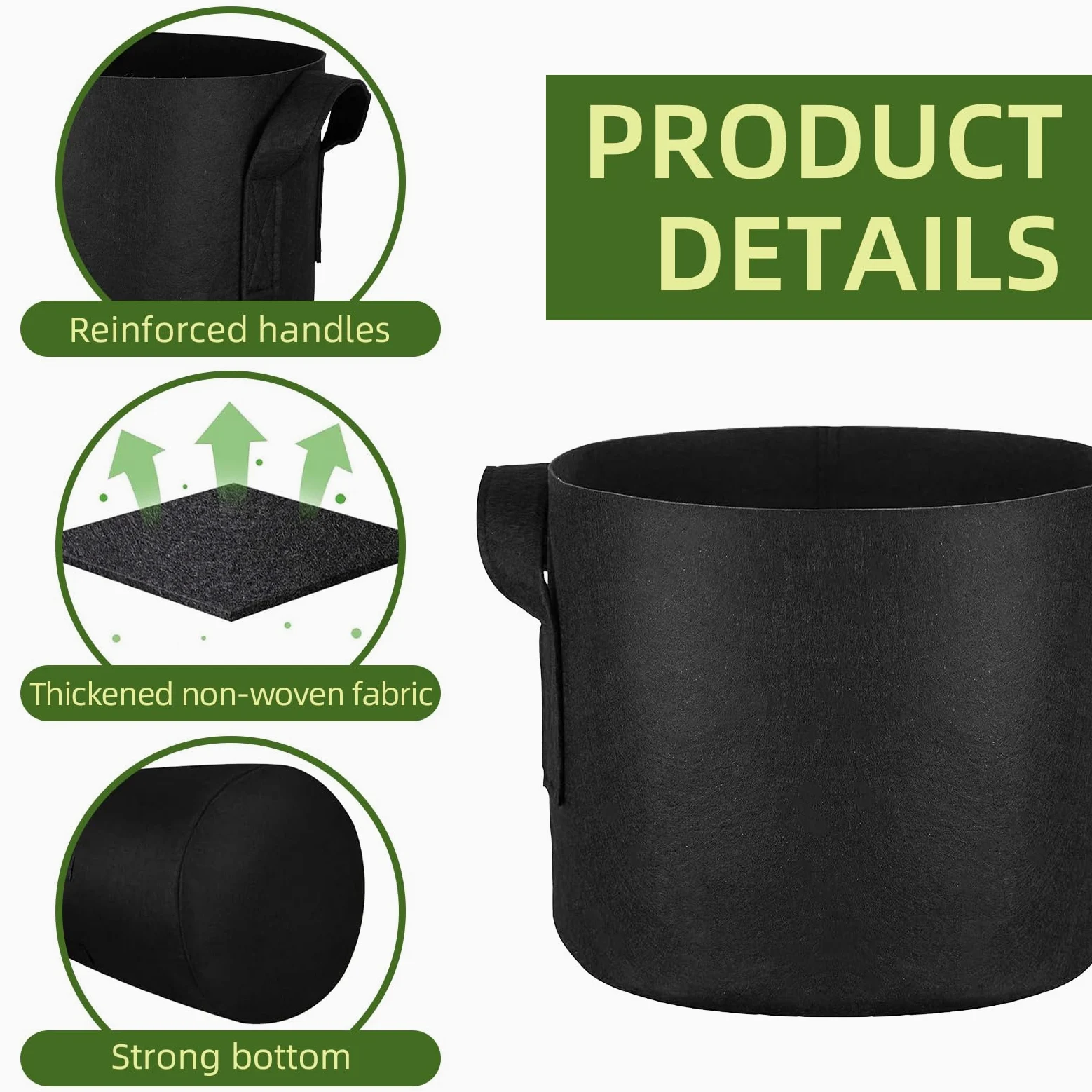 Paquete de 24 bolsas de cultivo de 15 galones, macetas de tela de aireación gruesa resistente con asas para verduras/flores/plantas