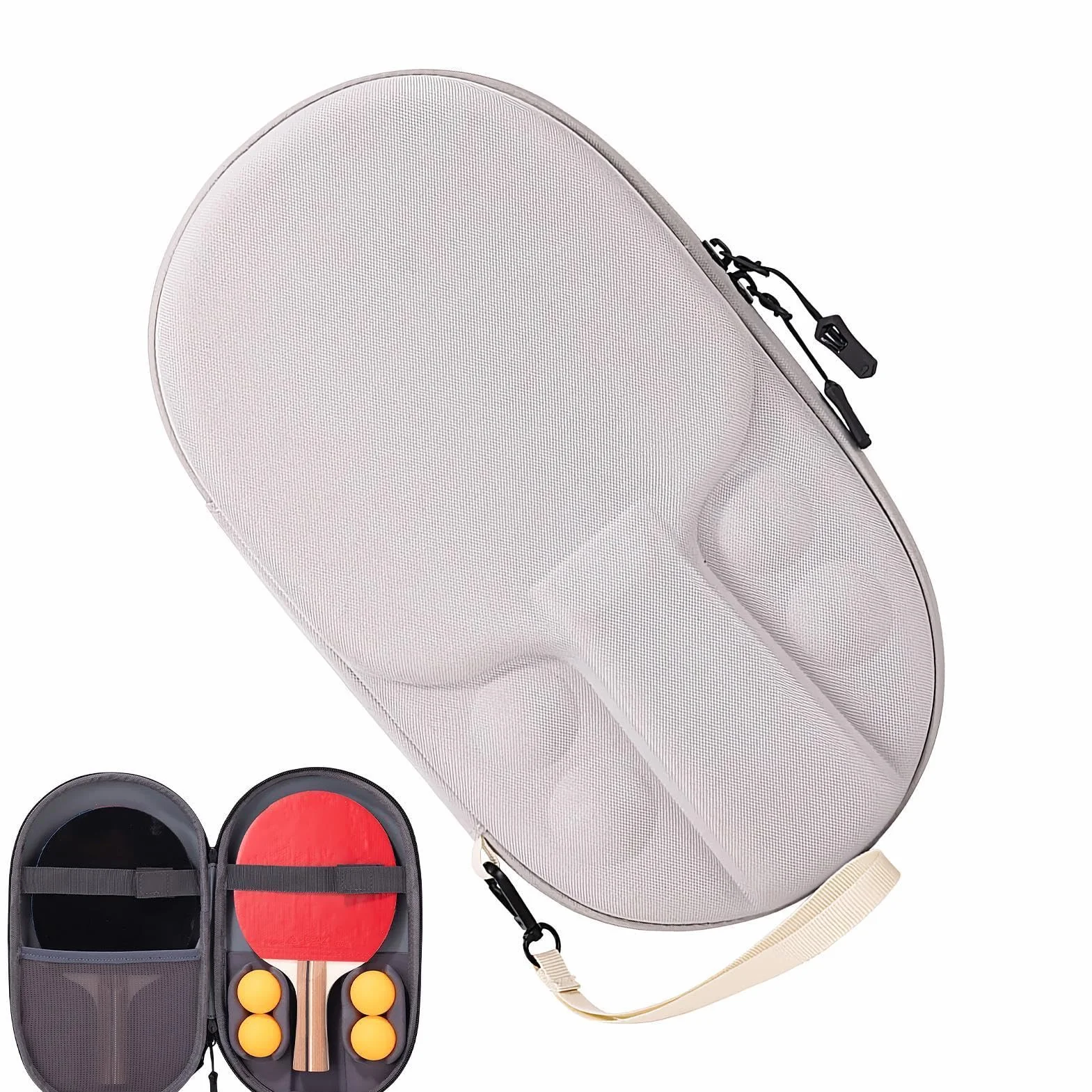 Paleta Tenis Mesa Carcasa Dura Protector Arañazos Portátil EVA Tela Oxford Capacidad 2 Palas 4 Bolas