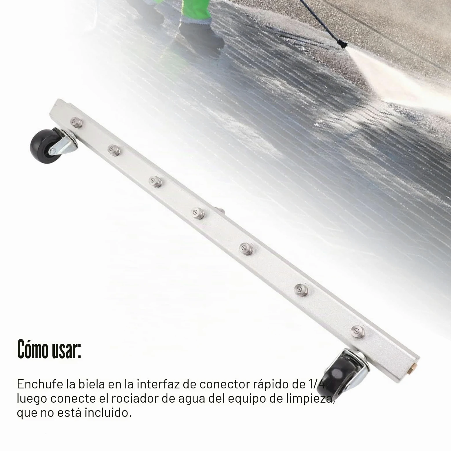Escoba de Agua para Lavadora a Presión de 25,59 Pulgadas, Accesorio para Lavadora a Presión del Tren de Rodaje de 7 Orificios y 4000 PSI, Limpiador de Tren de Rodaje con Conector