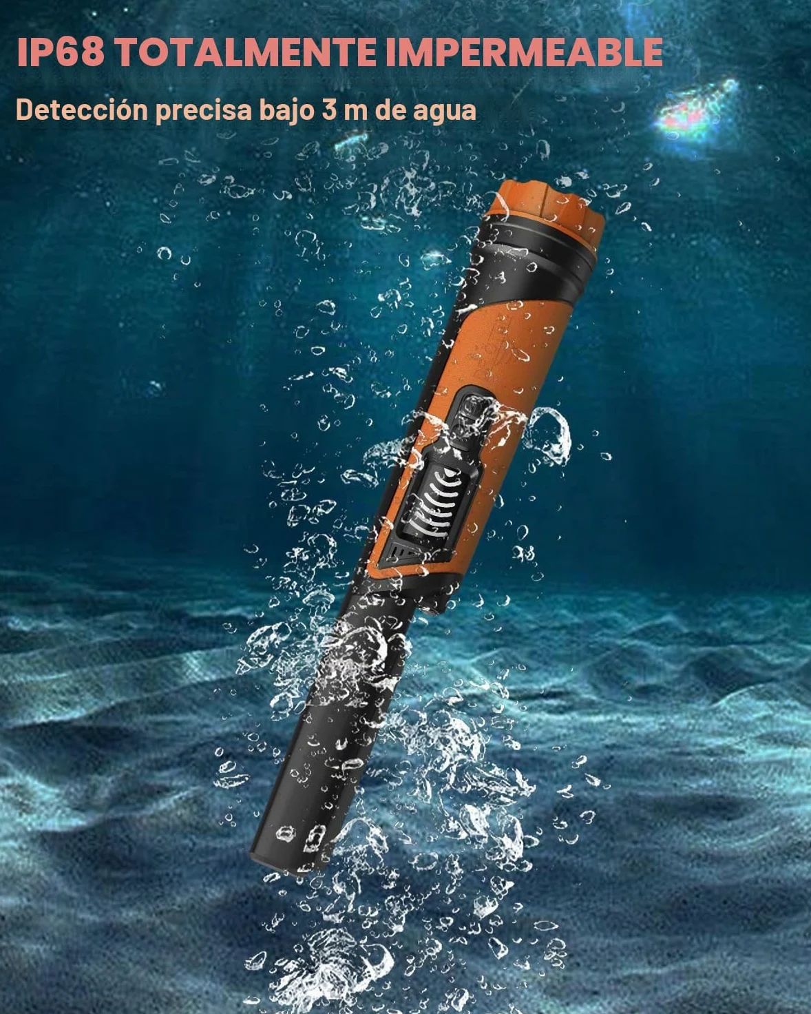 DR.ÖTEK Detector de metales Pinpointer IP68 totalmente impermeable submarino de mano puntero varita, pantalla LCD, detector de metales pequeño para adultos, alta precisión, 3 modos de alerta, para