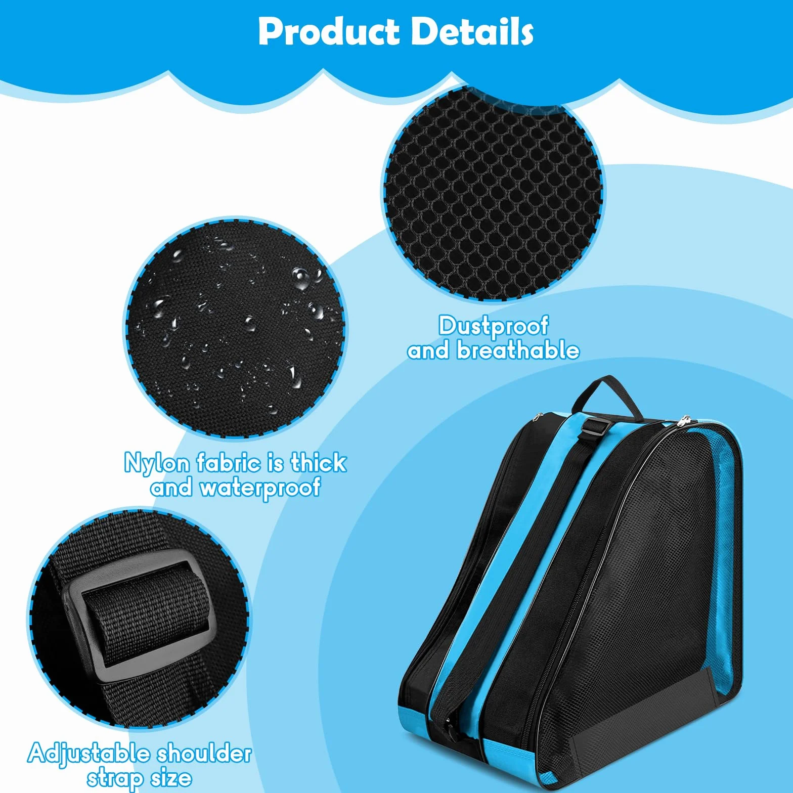 Mochila para Patines en Linea Bolsa Patines Niña Adulto 3 Compartimentos
