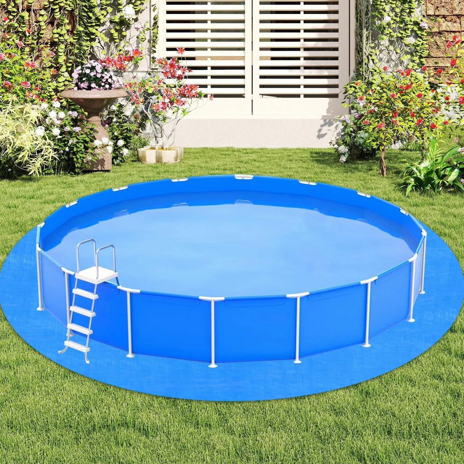 Tapiz Suelo Piscina, Base para Piscina Redondas, Alfombra Piscina Suelo, Almohadilla para Revestimiento de Piscina, Protección del Suelo, para Piscinas sobre el Suelo