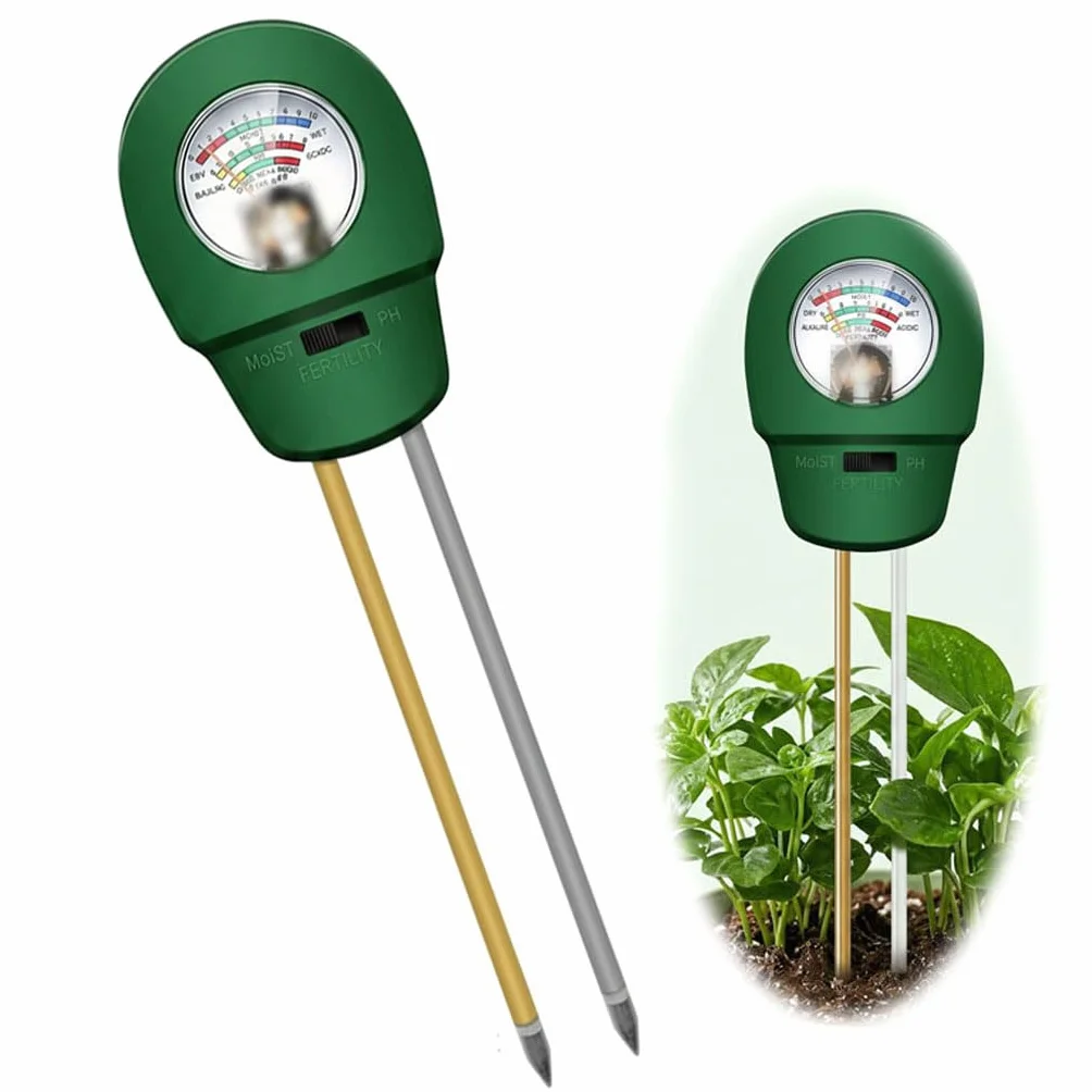 Medidor Humedad Plantas 3 en 1, Medidor pH Tierra Digital, Higrómetro Suelo Profesional para Test pH Suelo, Temperatura y Luz en Jardín, Césped y Macetas,no requiere pilas