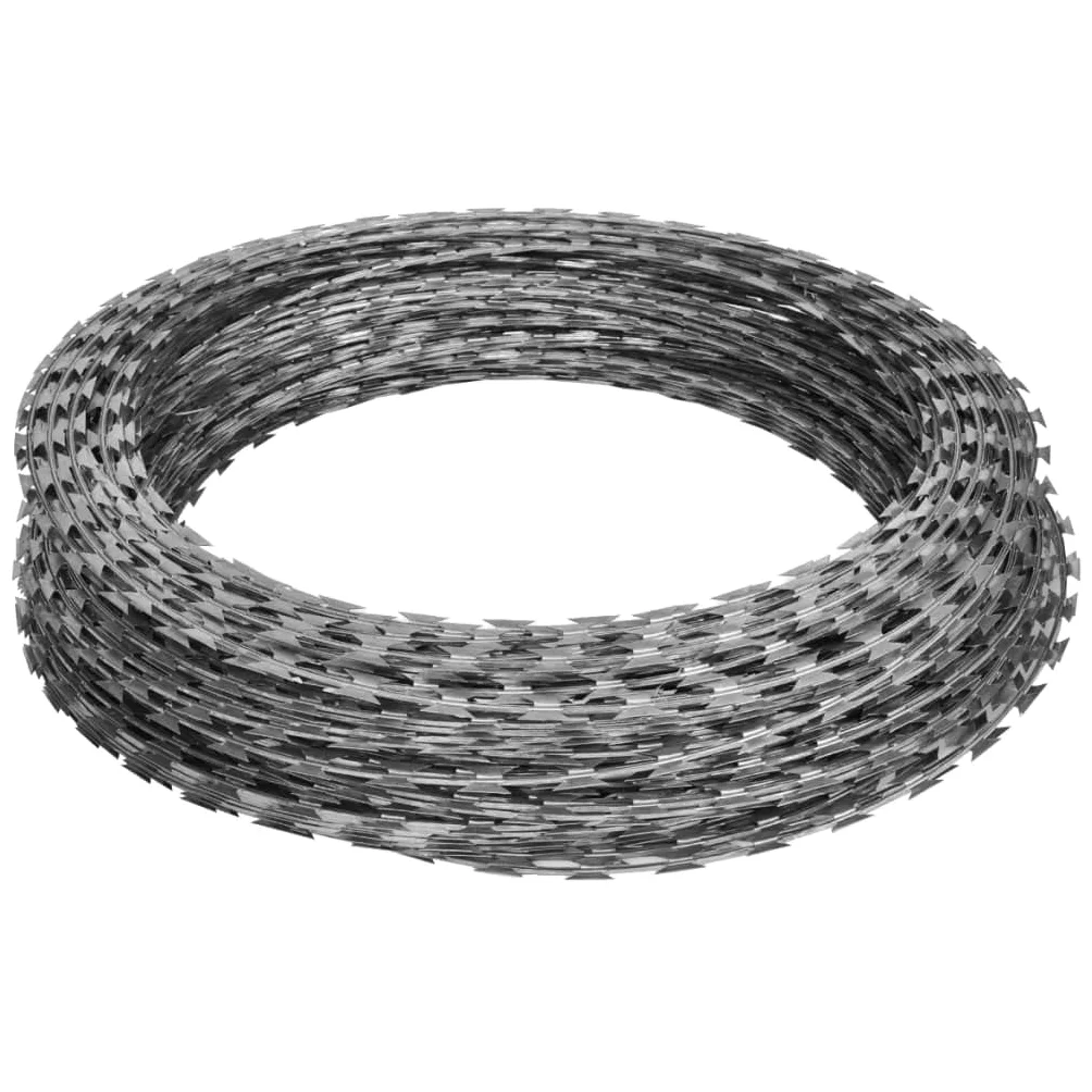 Alambre de púas helicoidales (2 piezas, acero galvanizado, 60 m, rollo de alambre, protección para el hogar, jardín, balcón