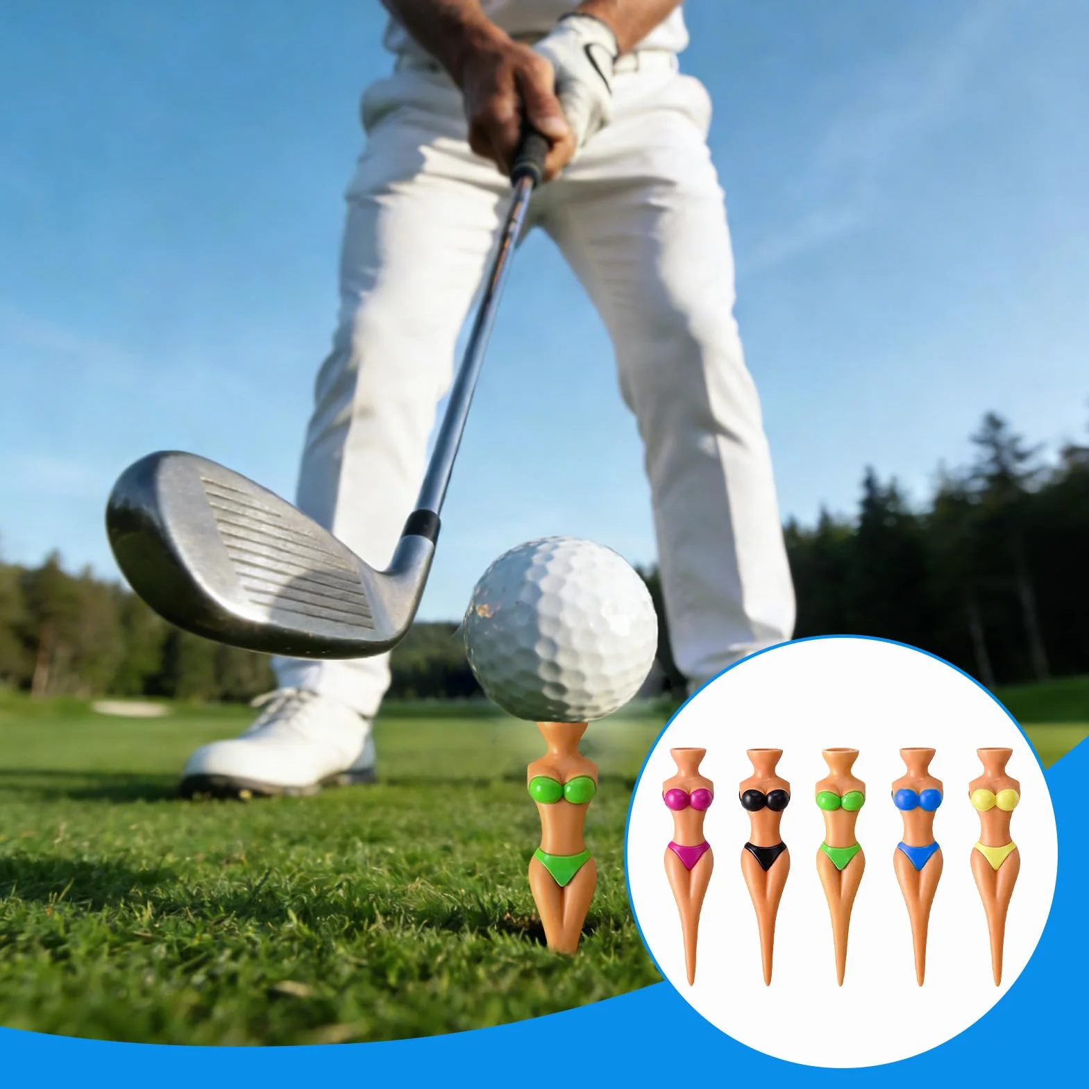 Camisetas de Golf Divertidas de Plástico 5 piezas 76 mm para Niñas Hombres Mujeres Entrenamiento