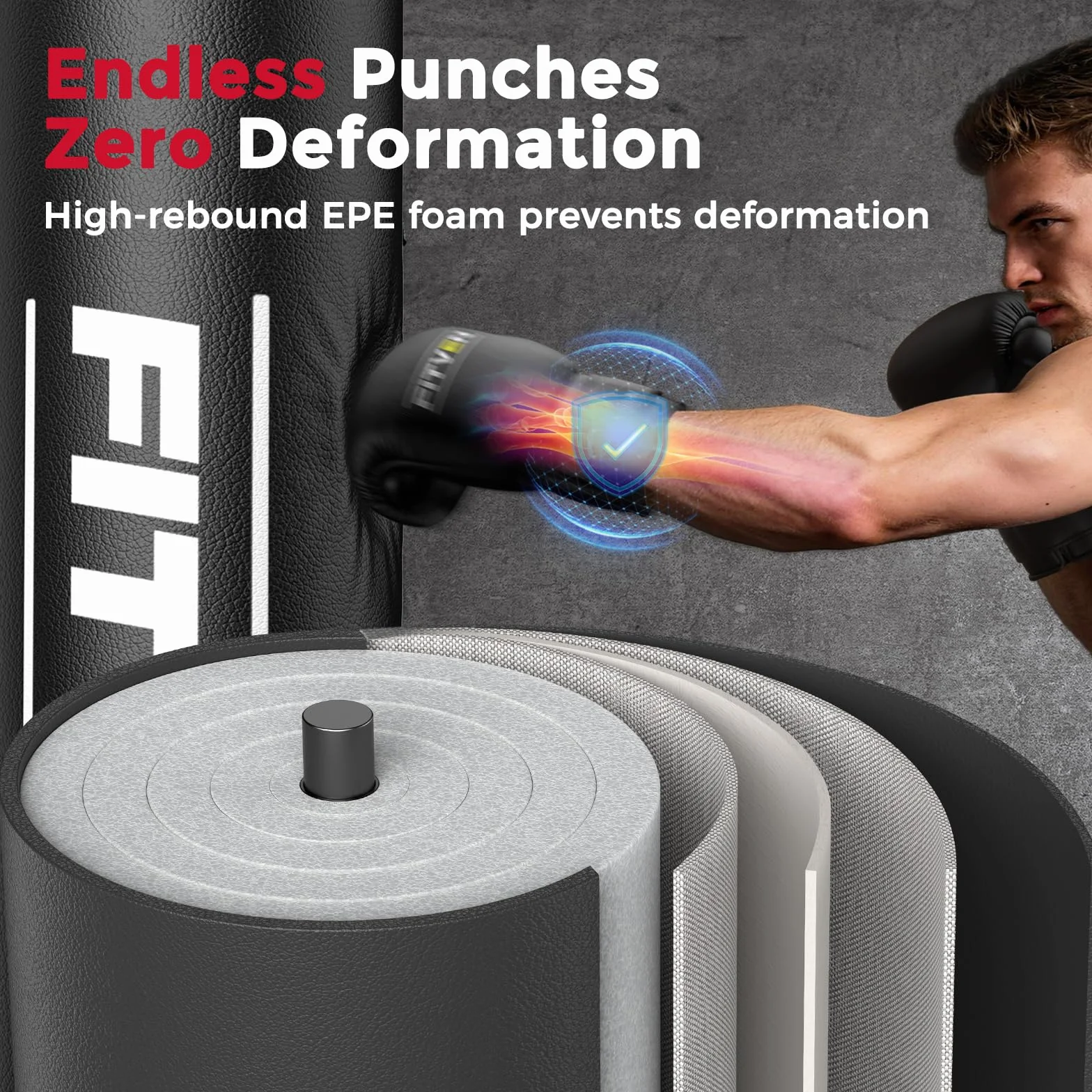 FITVEN Saco de boxeo independiente con guantes, pesado con base de ventosa para adulto y niño, bolsa de kickboxing para hombre