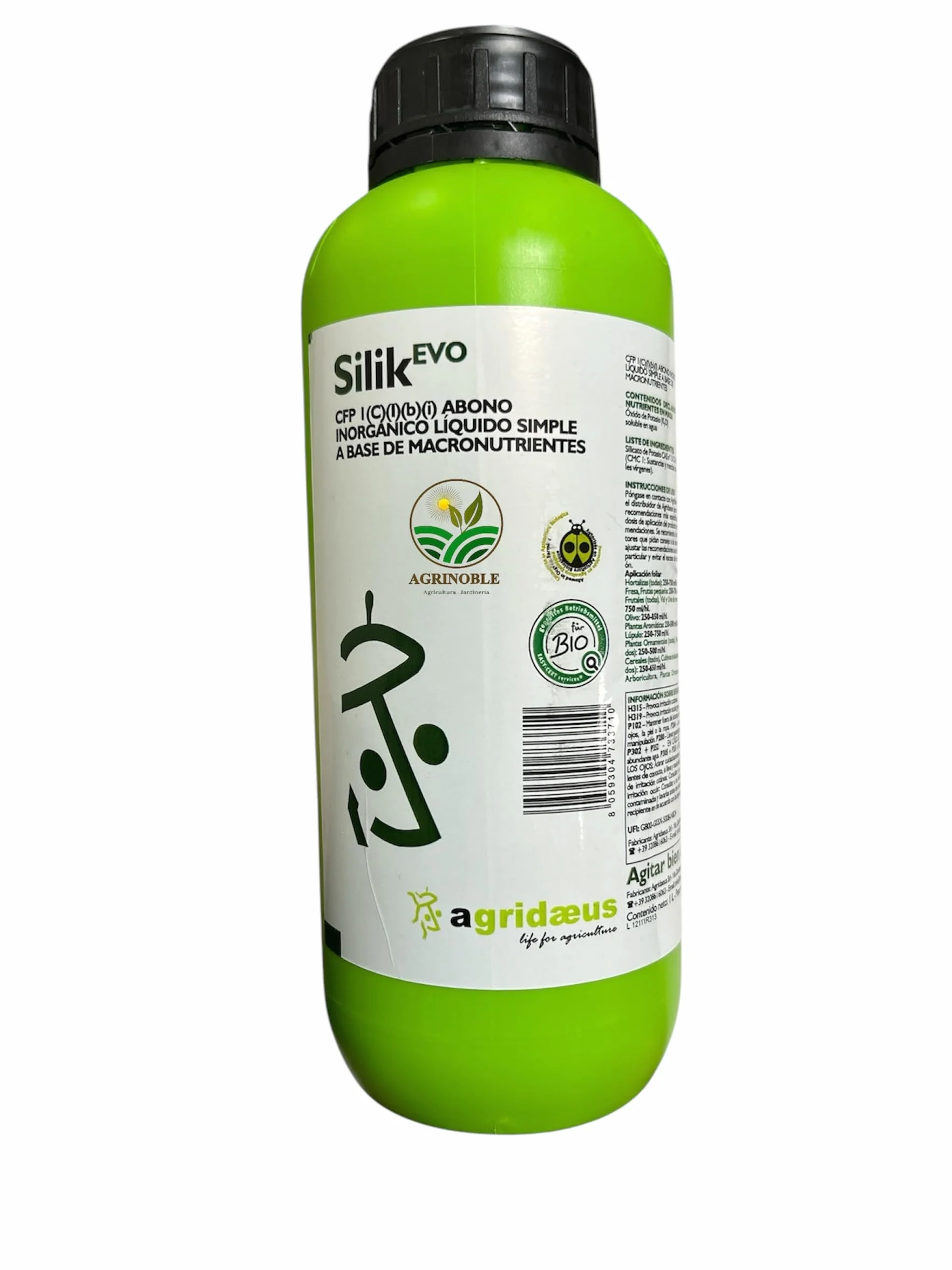 Silicato de potasio(10,5%), 1 litro, fertilizante rico silicio para protección termica de cultivos, contra heladas y cambio termico. Dióxido de silicio, 22,5%