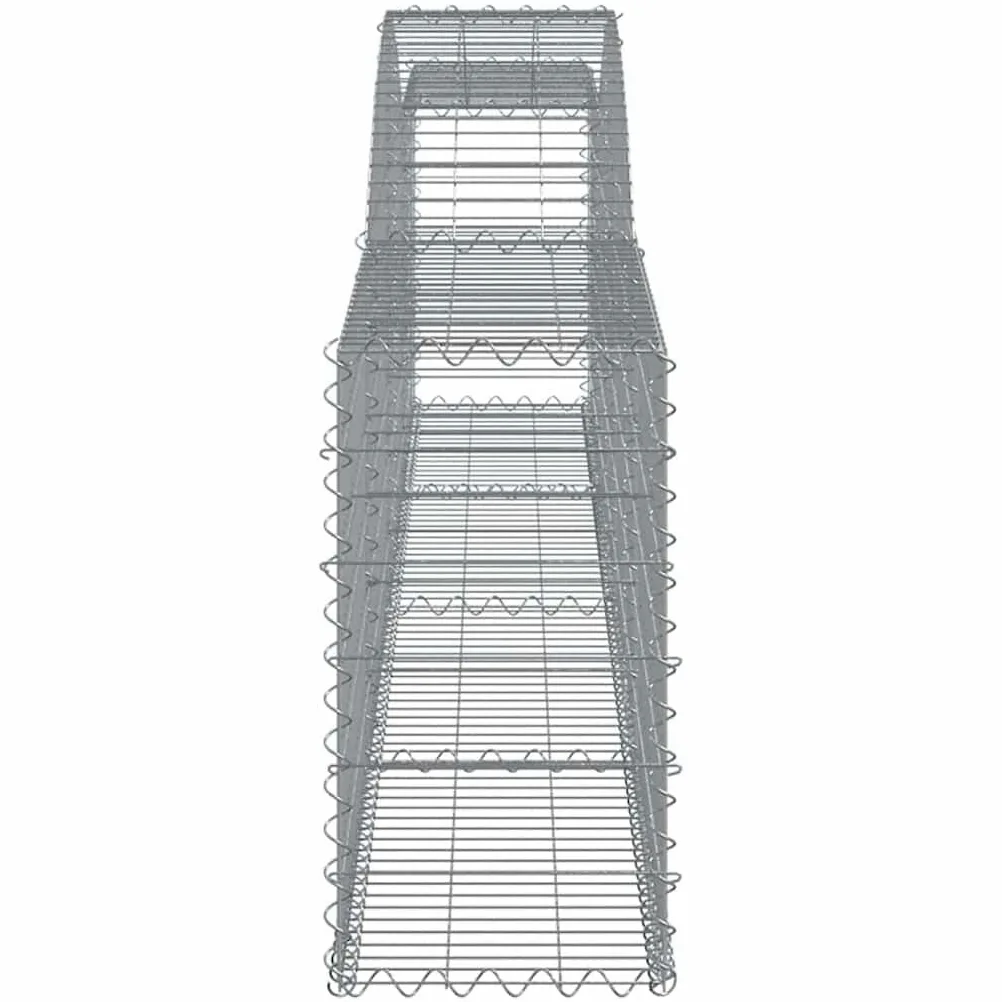 Gaviones con arco alto, 4 unidades, 400 x 30 x 60/80 cm de hierro galvanizado para barreras de jardín y protección visual como pared decorativa insonorizante con construcción estable