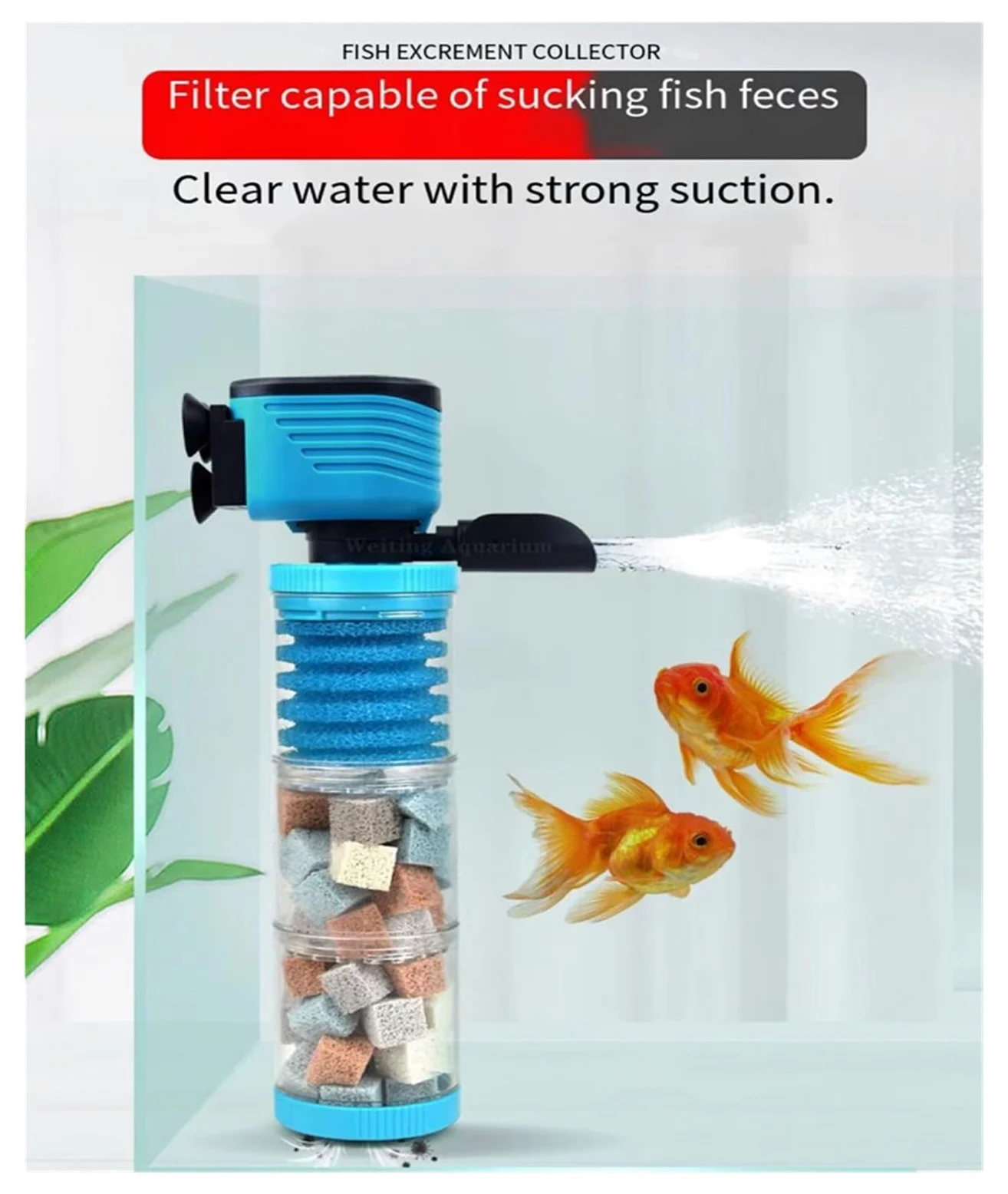 Filtros Piscina, Filtro De Tanque De Peces, Cambio De Agua Gratuito, Bomba De Filtro De Circulación De Purificación De Agua Tres En Uno Incorporada, Tanque De Peces Pequeño Ultra Silencioso(Nero)