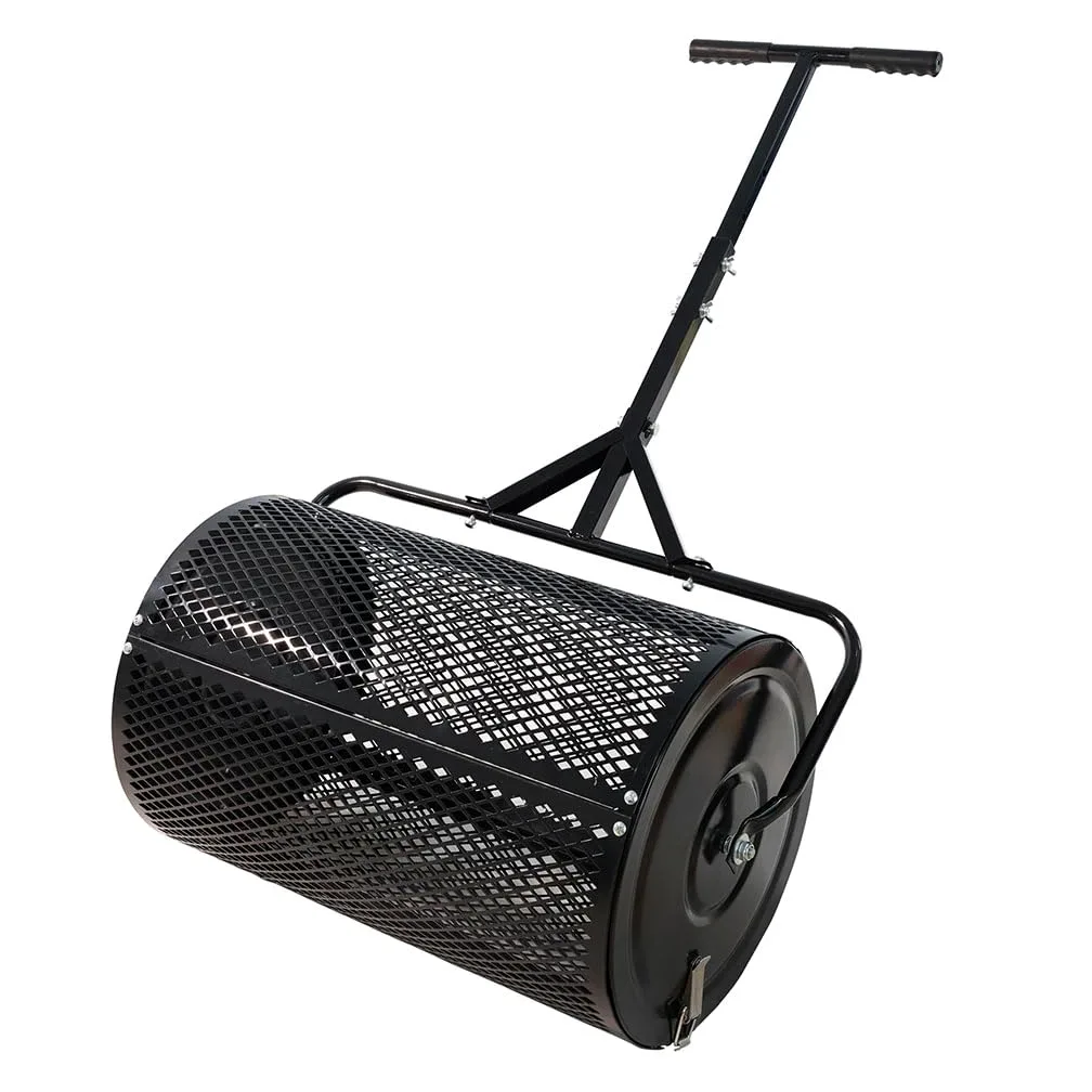 Esparcidor de abono, Cesta de Malla metálica Resistente de 24" con Mango en Forma de T, esparcidor de abono, esparcidor de turba para Plantar y sembrar, esparcidor de Malla metálica Duradero