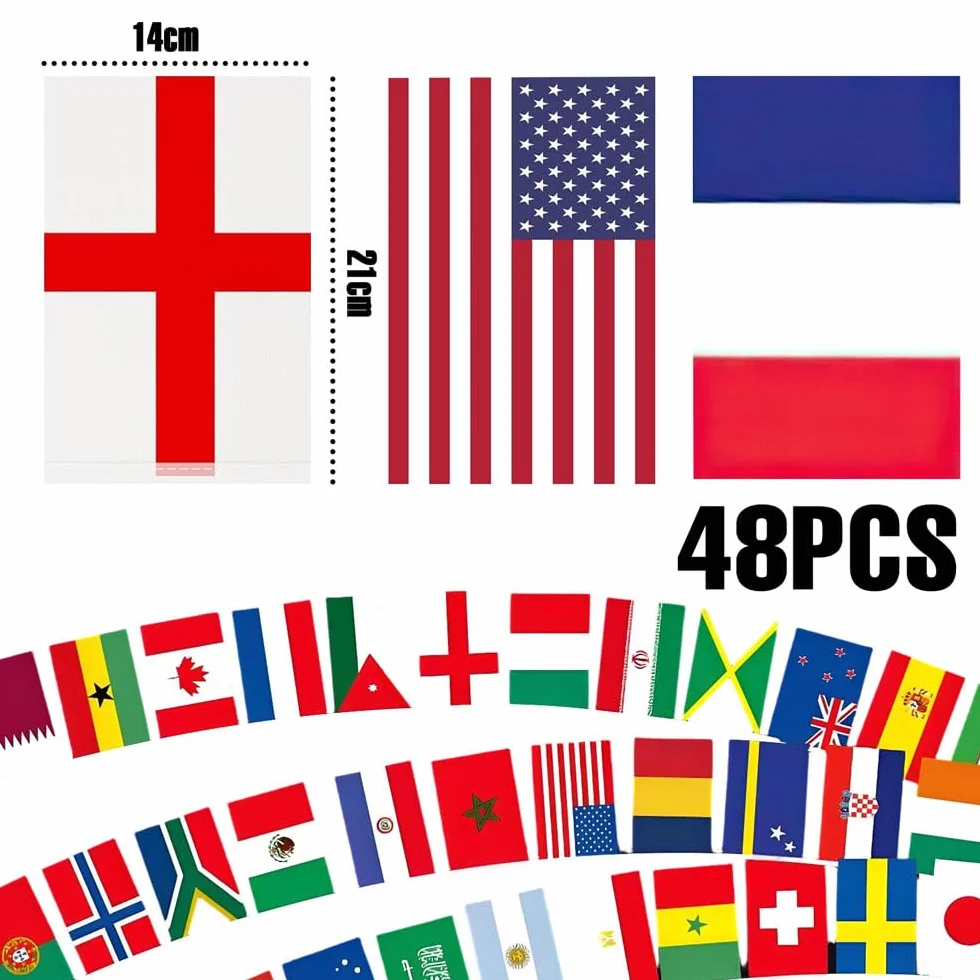 Banderines de 2026 Fútbol de Copa Mundial, Banderas de Mundo 48 Países, Artículos para Aficionados al Fútbol del Mundial 2026, para Fiestas de Fútbol, Bares (14 * 21CM)